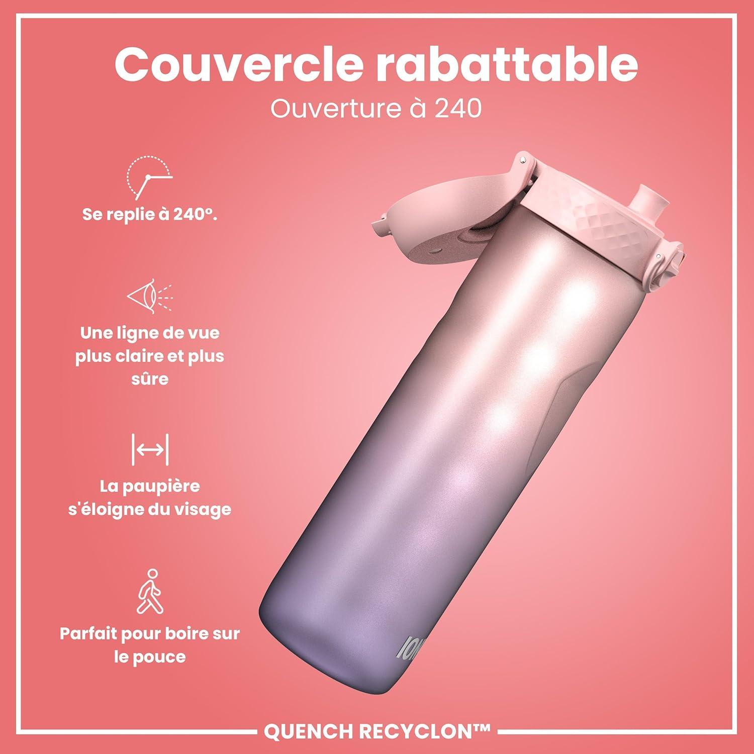 imageIon8 Gourde 1l 1000ml AntiFuite Facile Ouvrir Verrouillage Scuris Poigne de Transport Lavable en Lavevaisselle Sans BPA Idale pour le Sport et la Salle de Sport Violet ClairMauve Clair et Rose