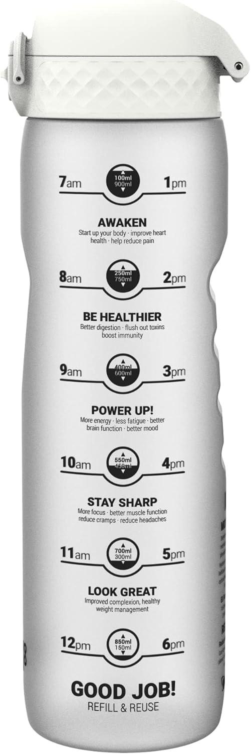 imageIon8 Gourde 1l 1000ml AntiFuite Facile Ouvrir Verrouillage Scuris Poigne de Transport Lavable en Lavevaisselle Sans BPA Idale pour le Sport et la Salle de Sport Violet ClairBlanc