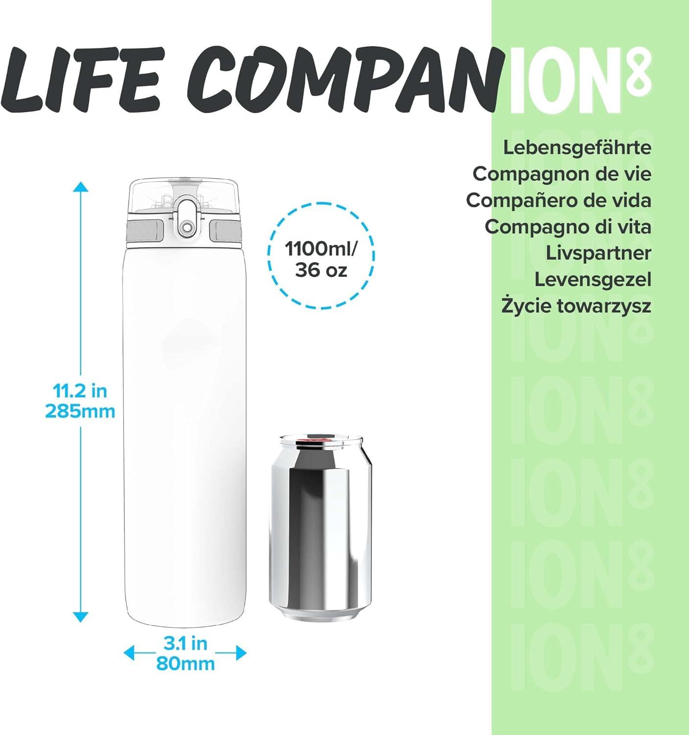 imageIon8 Gourde 1l 1000ml AntiFuite Facile Ouvrir Verrouillage Scuris Poigne de Transport Lavable en Lavevaisselle Sans BPA Idale pour le Sport et la Salle de Sport Violet ClairMre