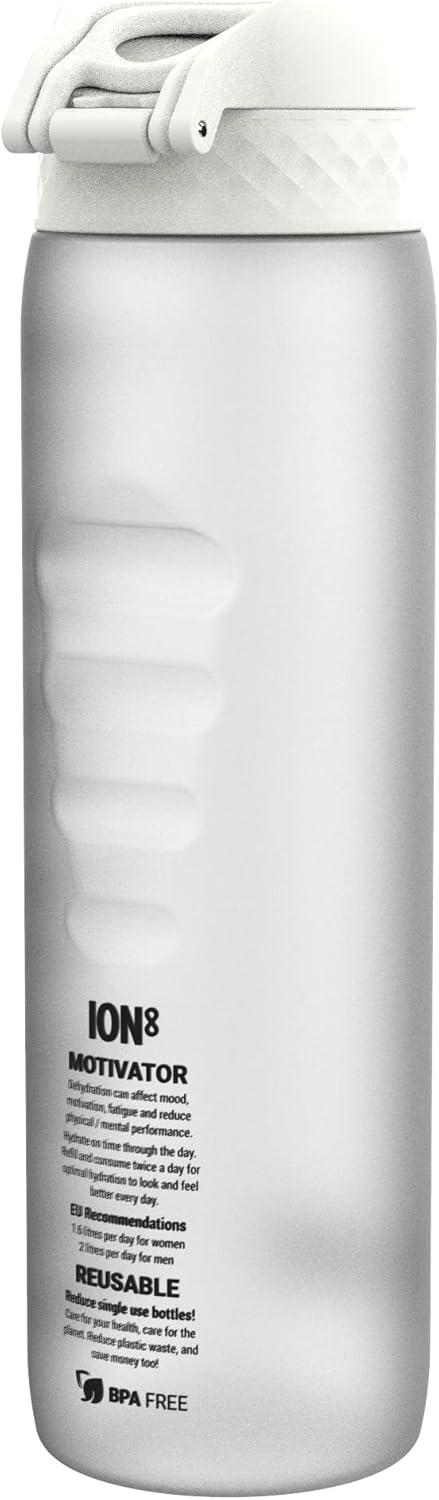 imageIon8 Gourde 1l 1000ml AntiFuite Facile Ouvrir Verrouillage Scuris Poigne de Transport Lavable en Lavevaisselle Sans BPA Idale pour le Sport et la Salle de Sport Violet ClairBlanc