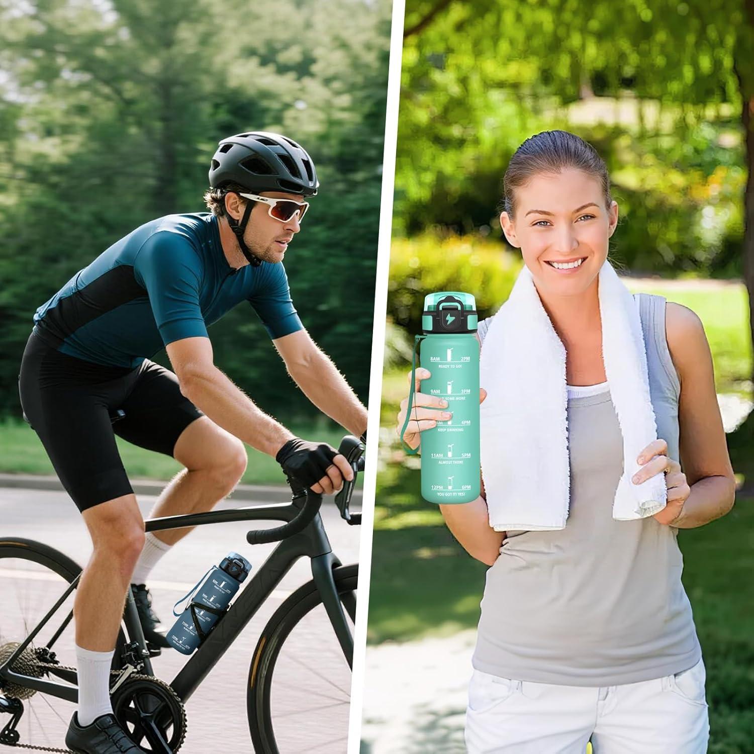 imageMotswedi Gourde 1l avec Paille Gourde Sport AntiFuite Bouteille Rutilisable Bouteille deau avec Marqueur de Temps pour Fitness Yoga Sport Camping Gym Travail Bleu Vert 3245CBleumarine 295c1000ml