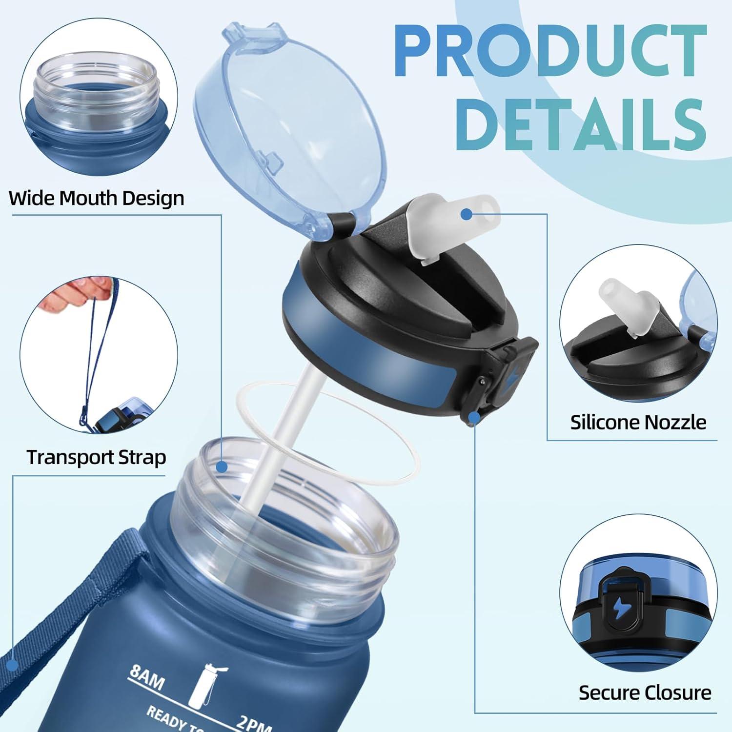 imageMotswedi Gourde 1l avec Paille Gourde Sport AntiFuite Bouteille Rutilisable Bouteille deau avec Marqueur de Temps pour Fitness Yoga Sport Camping Gym Travail Bleu Vert 3245CBleuvert1000ml