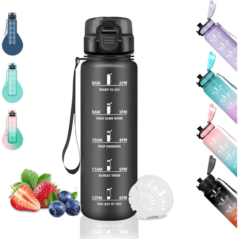 imageGourde 15L Sport Filtrante AntiFuite Motivation avec Slogan Camping et Randonne Facile Nettoyer Fitness Extrieur Running JauneRoseNoir