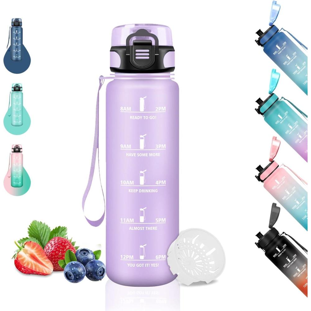 imageGourde 15L Sport Filtrante AntiFuite Motivation avec Slogan Camping et Randonne Facile Nettoyer Fitness Extrieur Running JauneRoseViolet
