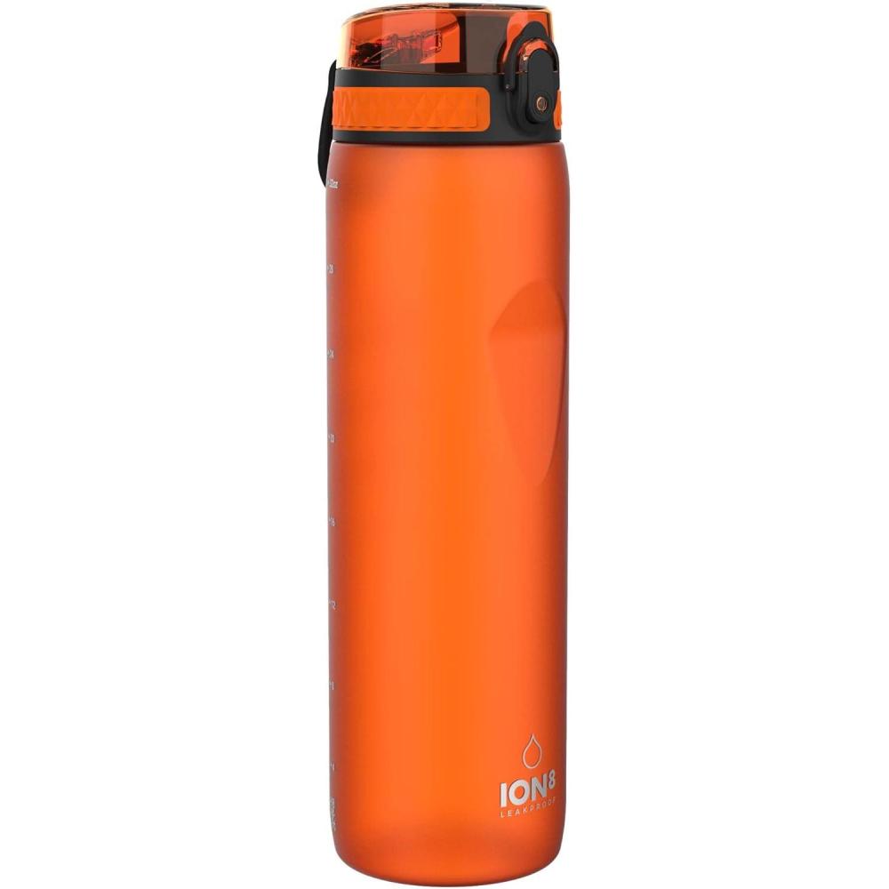 imageIon8 Gourde 1l 1000ml AntiFuite Facile Ouvrir Verrouillage Scuris Poigne de Transport Lavable en Lavevaisselle Sans BPA Idale pour le Sport et la Salle de Sport Violet ClairOrange