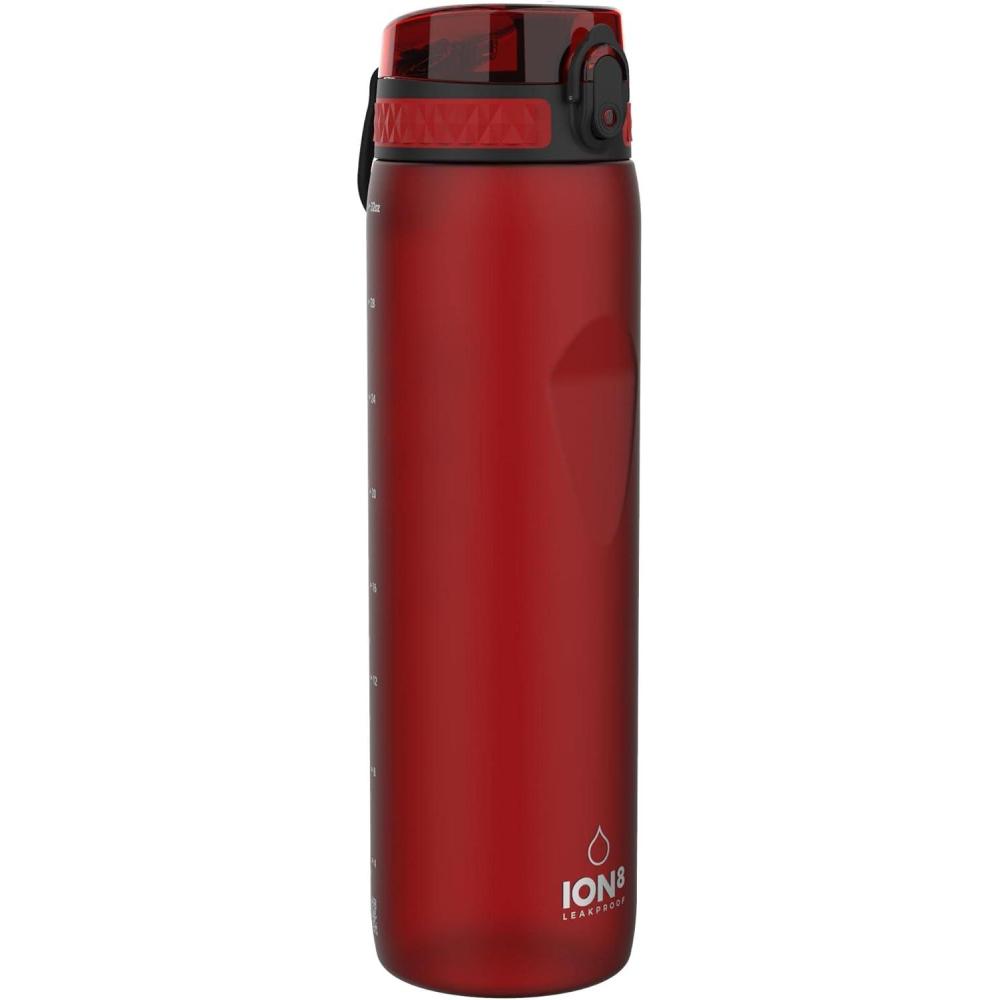 imageIon8 Gourde 1l 1000ml AntiFuite Facile Ouvrir Verrouillage Scuris Poigne de Transport Lavable en Lavevaisselle Sans BPA Idale pour le Sport et la Salle de Sport Violet ClairRouge Glacial