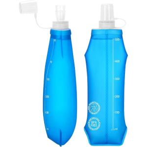 2 Pièces Gourde Souple – TPU Sans BPA, 500 ML Flasque Running d&rsquo;Eau Réutilisable – Anti-Poussière et Anti-Fuite, pour Sacs d&rsquo;Hydratation, Course à Pied, Randonnée, Camping, Cyclisme, Voyage