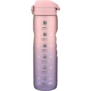 Ion8 Gourde 1l, 1000ml, Anti-Fuite, Facile à Ouvrir, Verrouillage Sécurisé, Poignée de Transport, Lavable en Lave-vaisselle, Sans BPA, Idéale pour le Sport et la Salle de Sport, Violet Clair(Mauve Clair et Rose)