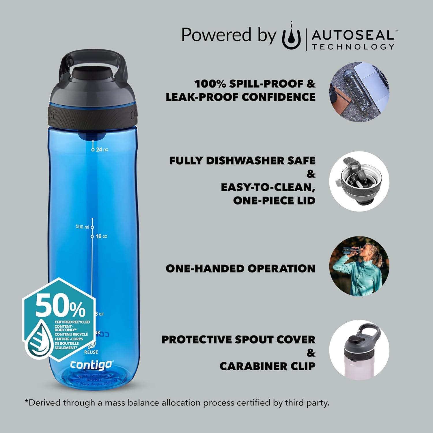imageContigo Cortland Autoseal Gourde Grande Bouteille dEau de 720 ML sans BPA Gourde de Sport Bouteille antifuites Idale pour lcole Le Sport Le vlo la Course Pieds la randonneMonaco