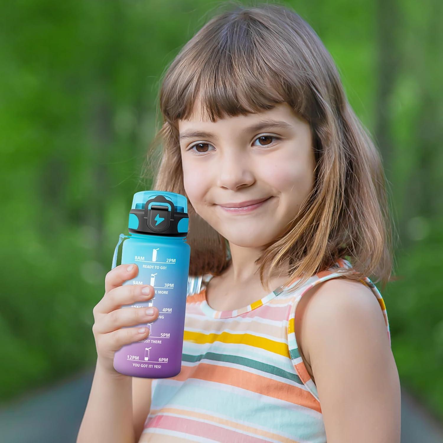 imageGourde 1L Gourde Sport Gourde avec Paille Rutilisable Rutilisable Bouteille deau avec Marqueur de Temps Water Bottle pour Adulte lcole Cyclisme Voyage Camping Fitness Yoga Bureau17oz500ml Paille Bleu Lilas