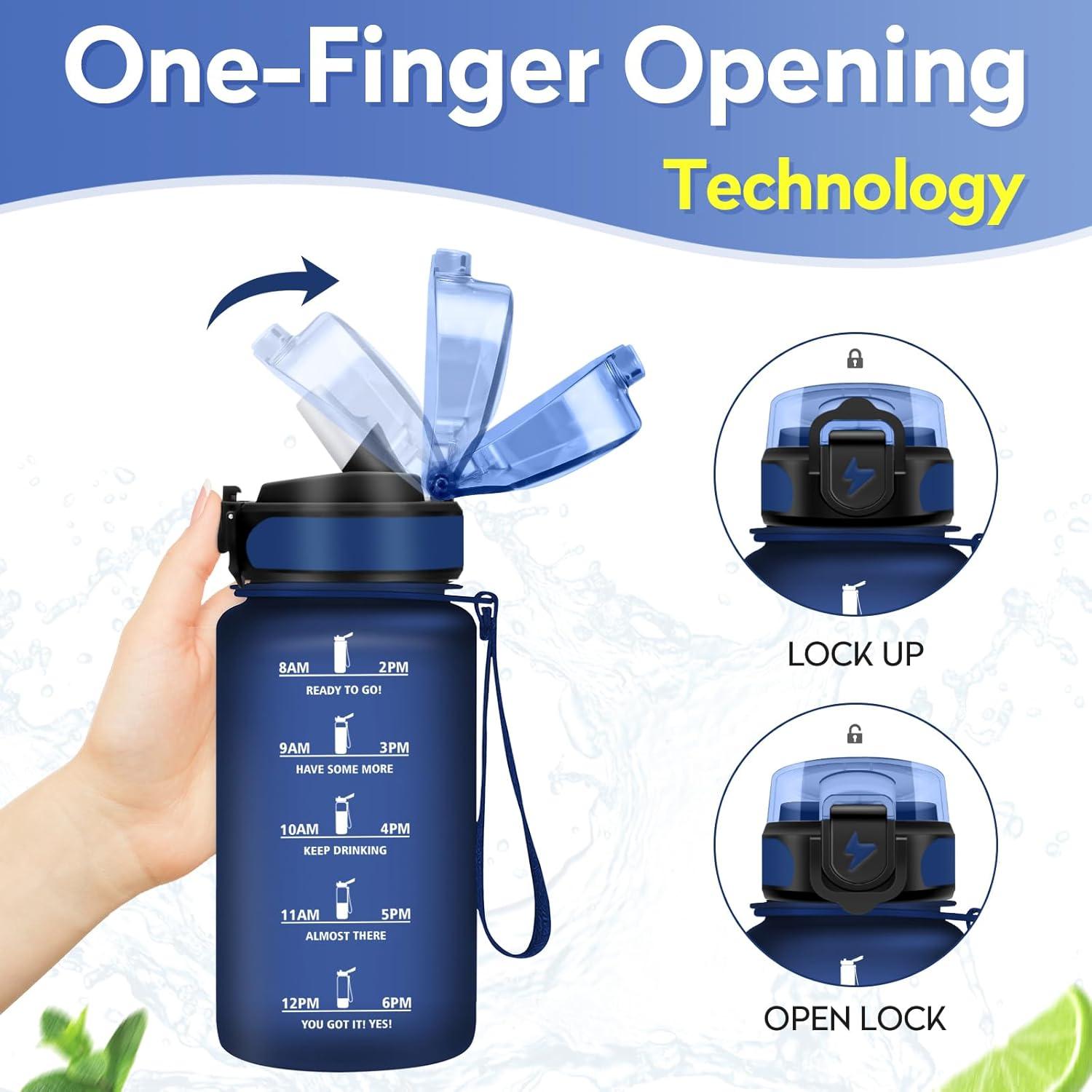 imageGourde 1L Gourde Sport Gourde avec Paille Rutilisable Rutilisable Bouteille deau avec Marqueur de Temps Water Bottle pour Adulte lcole Cyclisme Voyage Camping Fitness Yoga Bureau17oz500ml Paille Mat Marine Bleu