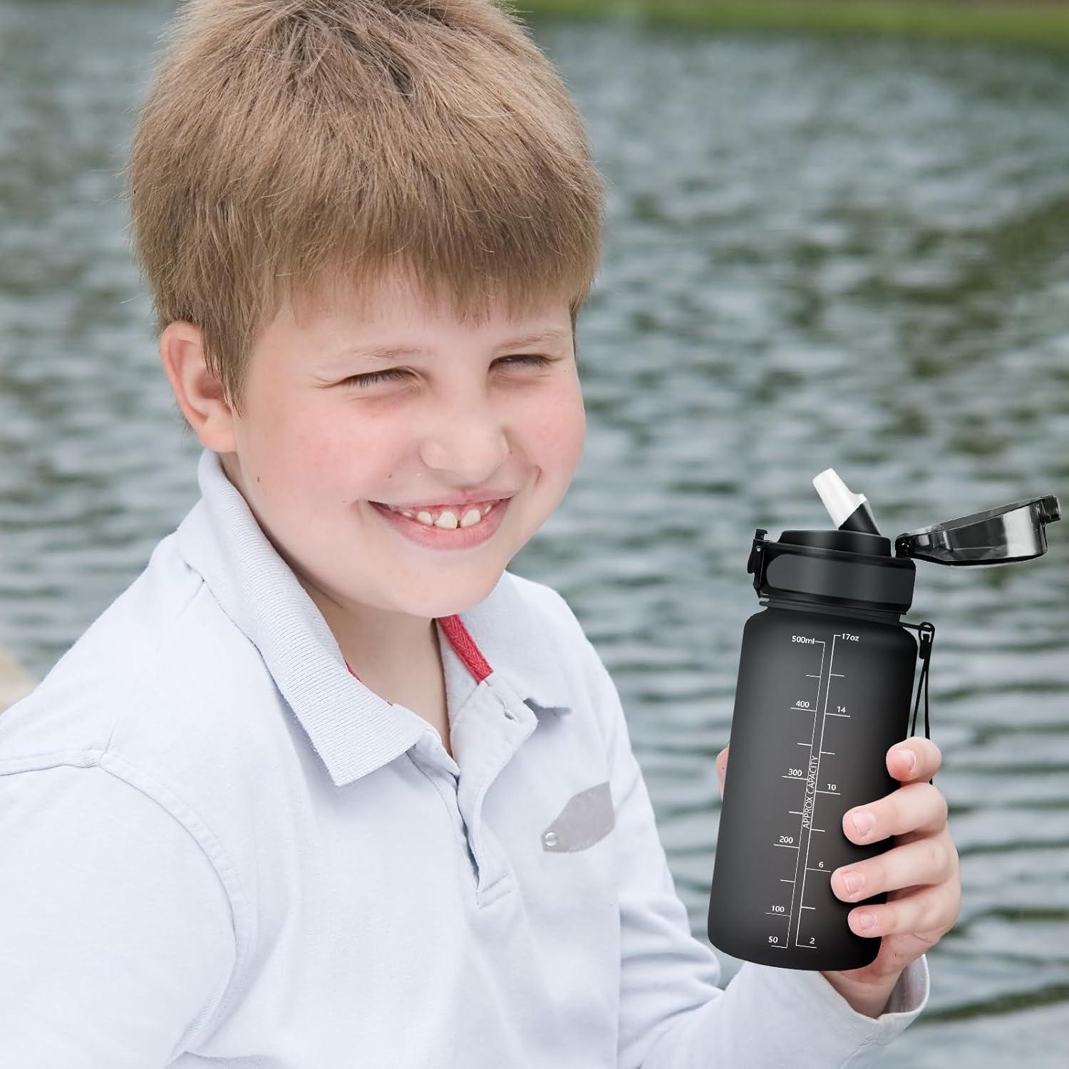 imageGourde 1L Gourde Sport Gourde avec Paille Rutilisable Rutilisable Bouteille deau avec Marqueur de Temps Water Bottle pour Adulte lcole Cyclisme Voyage Camping Fitness Yoga Bureau17oz500ml Paille Mat Noir