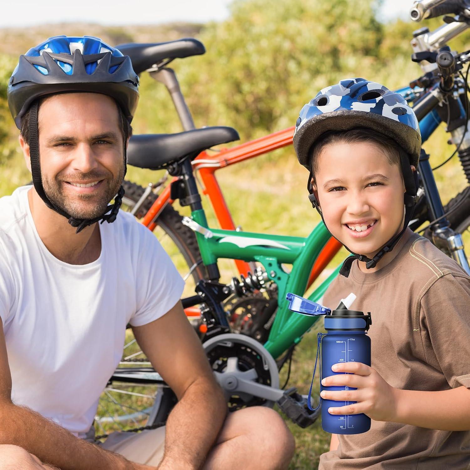 imageGourde 1L Gourde Sport Gourde avec Paille Rutilisable Rutilisable Bouteille deau avec Marqueur de Temps Water Bottle pour Adulte lcole Cyclisme Voyage Camping Fitness Yoga Bureau17oz500ml Paille Mat Marine Bleu