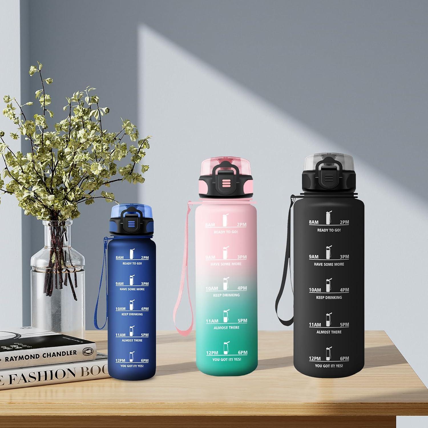 imageGourde Enfant 500ml Gourde Motivation tanche et Rutilisable Bouteille deau avec Marqueur de Temps et Filtre Bouteille pour Enfant Sport Sport de Plein air Yoga Bureau Gym lcole32oz1000ml Rose Cyan