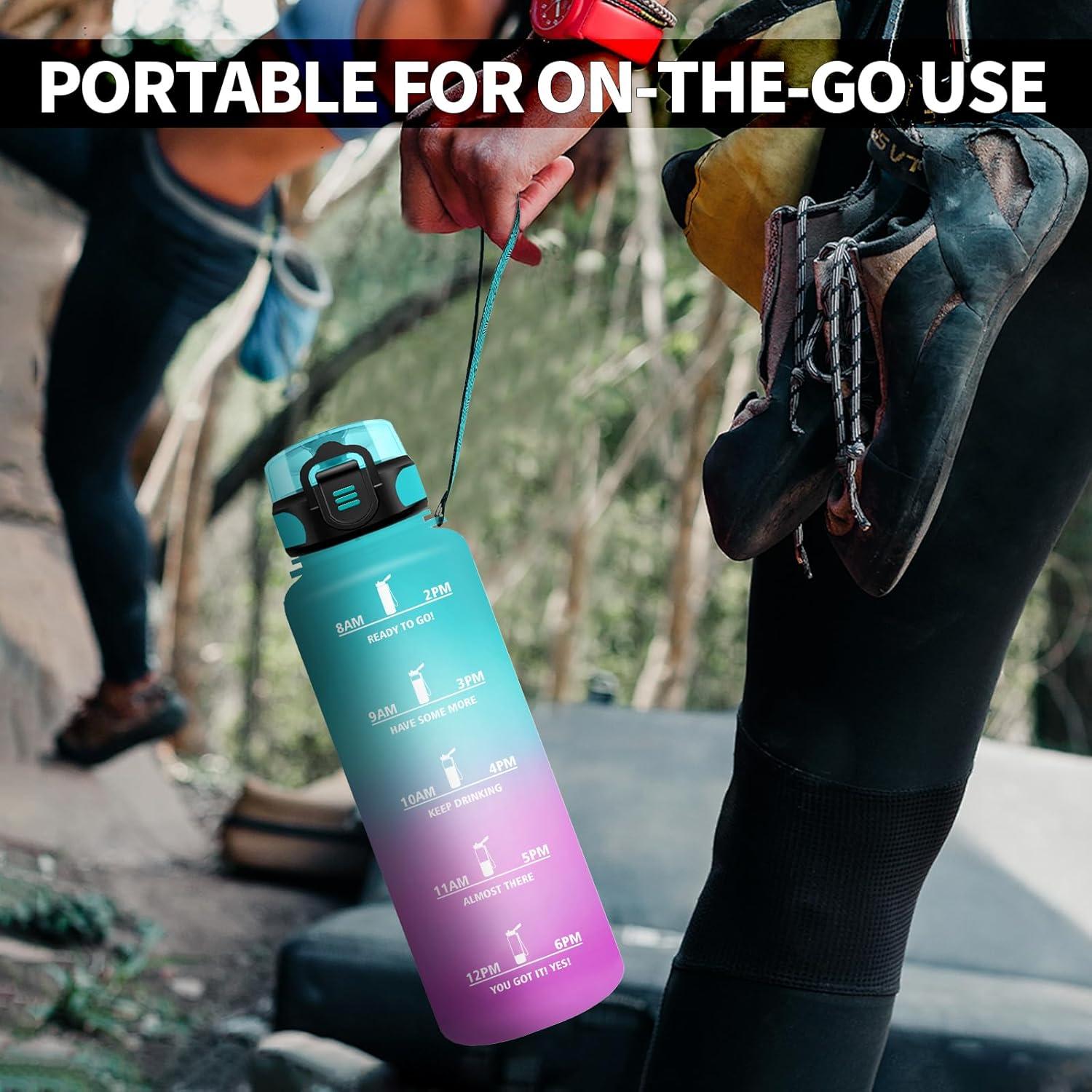 imageGourde Enfant 500ml Gourde Motivation tanche et Rutilisable Bouteille deau avec Marqueur de Temps et Filtre Bouteille pour Enfant Sport Sport de Plein air Yoga Bureau Gym lcole50oz1500ml Vert Rose Clair