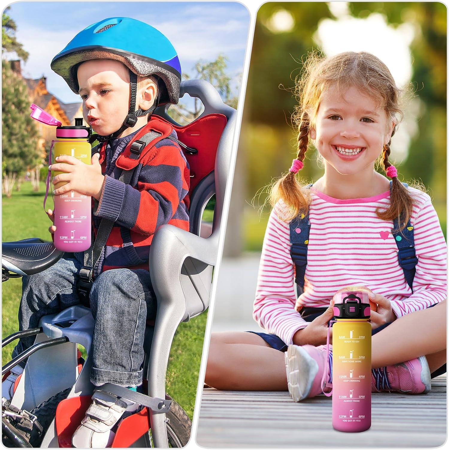 imageGourde Enfant 500ml Gourde Motivation tanche et Rutilisable Bouteille deau avec Marqueur de Temps et Filtre Bouteille pour Enfant Sport Sport de Plein air Yoga Bureau Gym lcole17oz500ml Jaune Rose