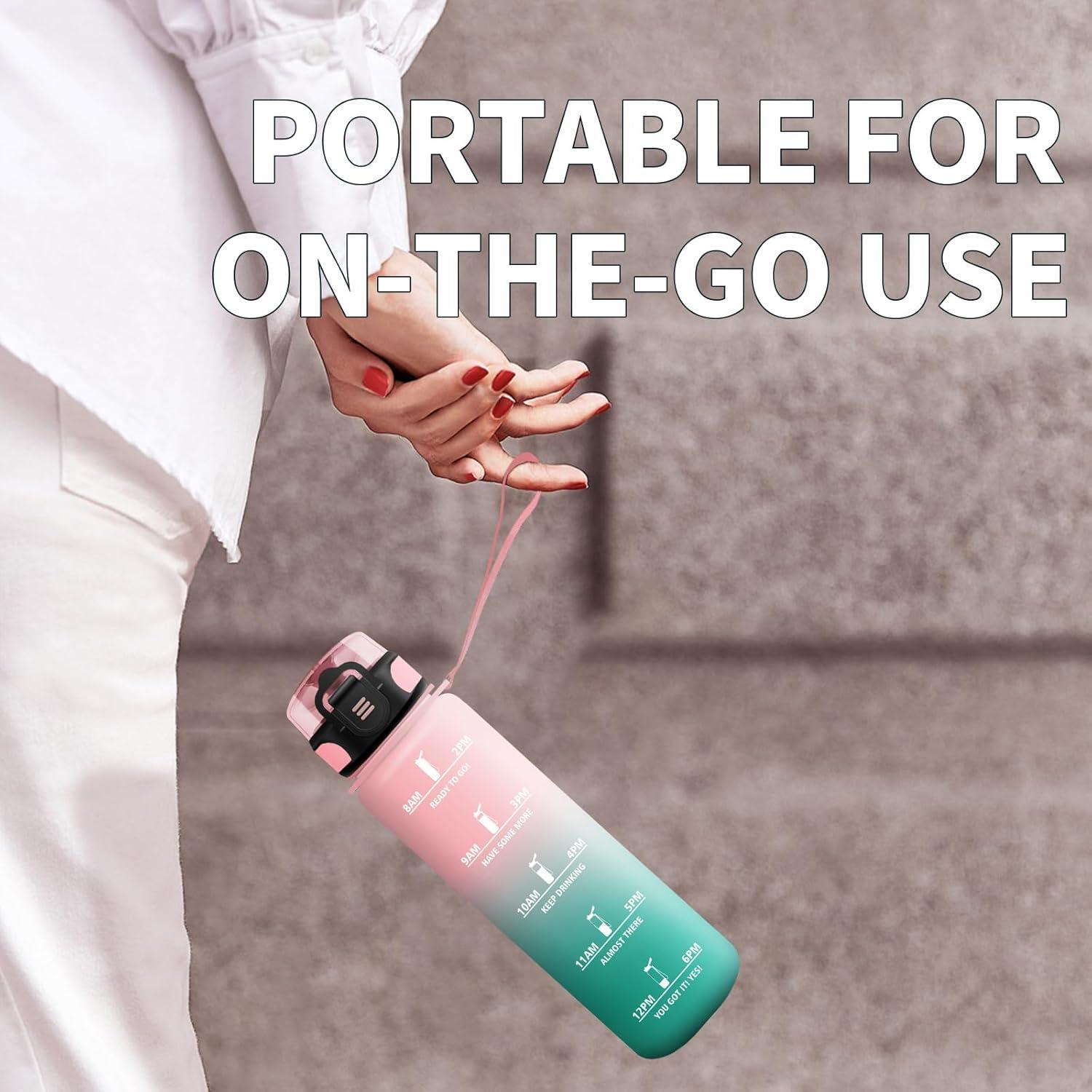 imageGourde Enfant 500ml Gourde Motivation tanche et Rutilisable Bouteille deau avec Marqueur de Temps et Filtre Bouteille pour Enfant Sport Sport de Plein air Yoga Bureau Gym lcole17oz500ml Rose Cyan