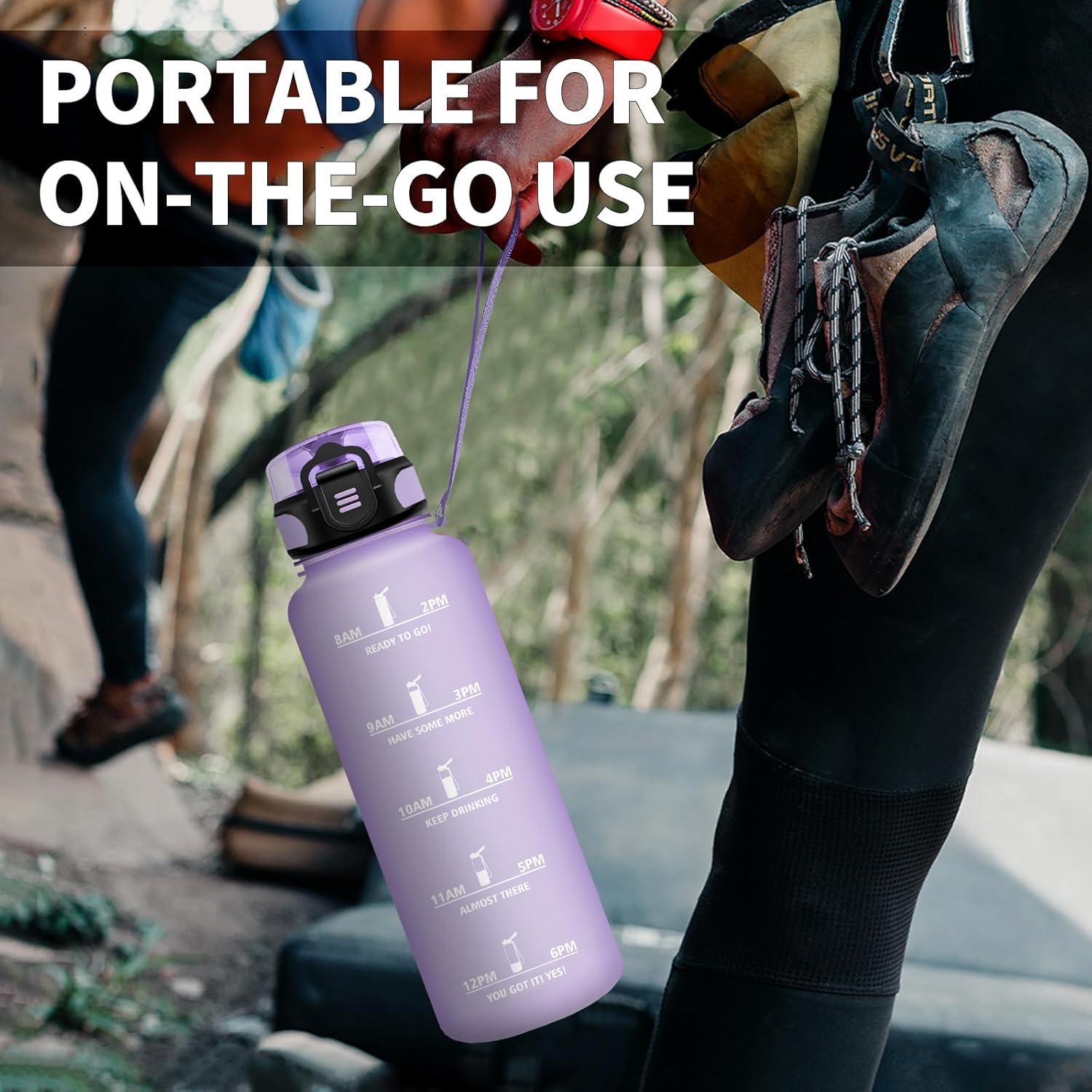 imageGourde Enfant 500ml Gourde Motivation tanche et Rutilisable Bouteille deau avec Marqueur de Temps et Filtre Bouteille pour Enfant Sport Sport de Plein air Yoga Bureau Gym lcole50oz1500ml Mat Violet Clair