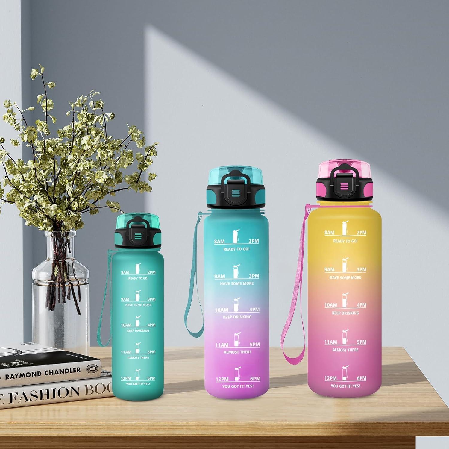 imageGourde Enfant 500ml Gourde Motivation tanche et Rutilisable Bouteille deau avec Marqueur de Temps et Filtre Bouteille pour Enfant Sport Sport de Plein air Yoga Bureau Gym lcole17oz500ml Mat Bleuvert
