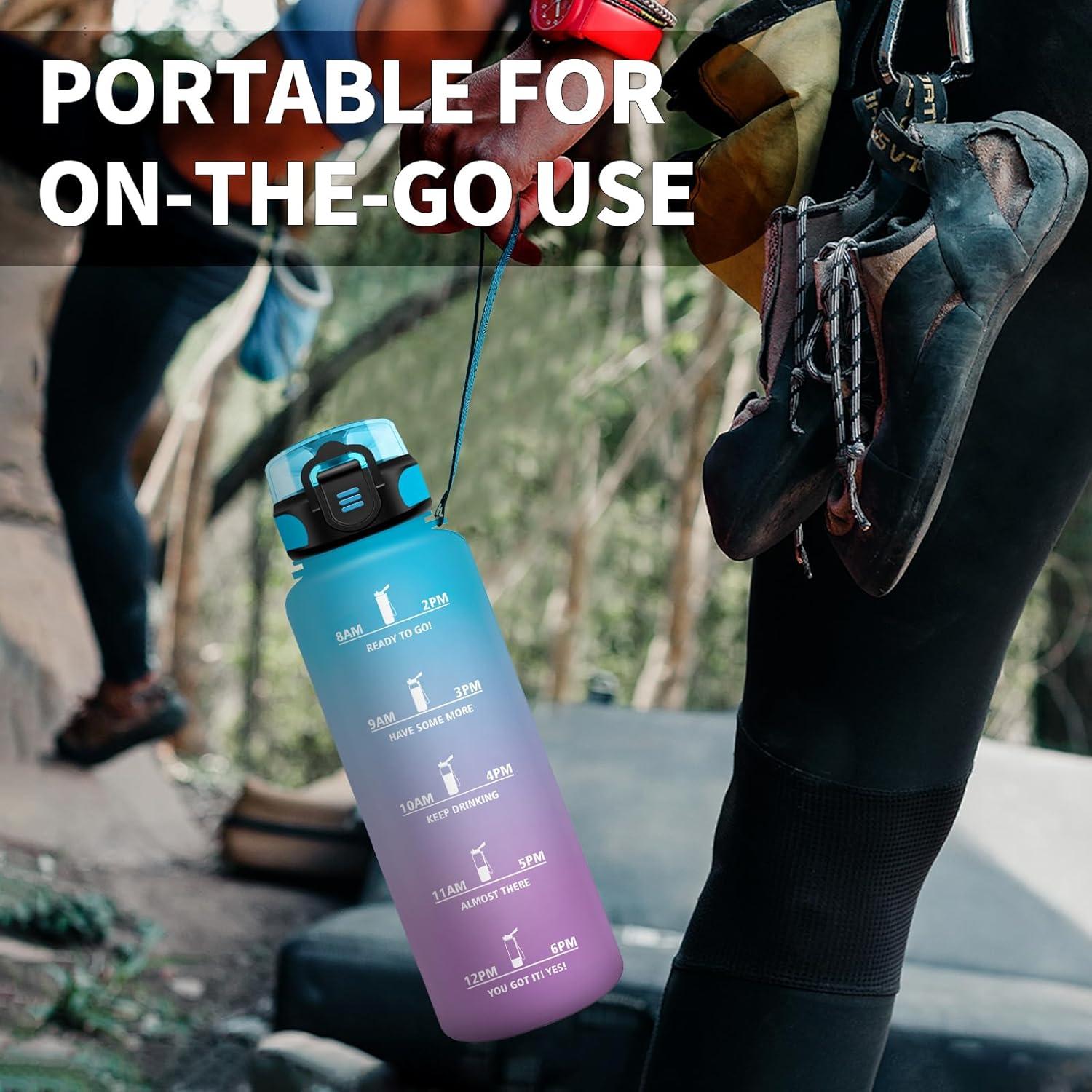imageGourde Enfant 500ml Gourde Motivation tanche et Rutilisable Bouteille deau avec Marqueur de Temps et Filtre Bouteille pour Enfant Sport Sport de Plein air Yoga Bureau Gym lcole50oz1500ml Bleu Lilas