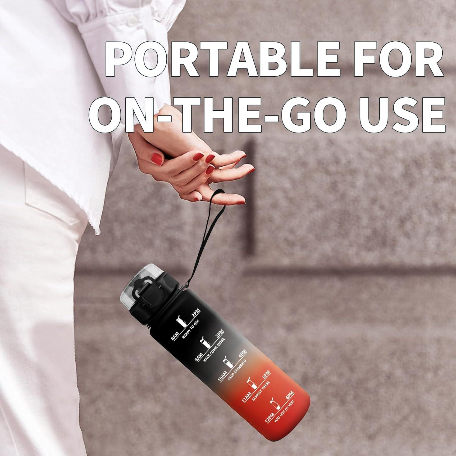 imageGourde Enfant 500ml Gourde Motivation tanche et Rutilisable Bouteille deau avec Marqueur de Temps et Filtre Bouteille pour Enfant Sport Sport de Plein air Yoga Bureau Gym lcole17oz500ml Noir Rouge