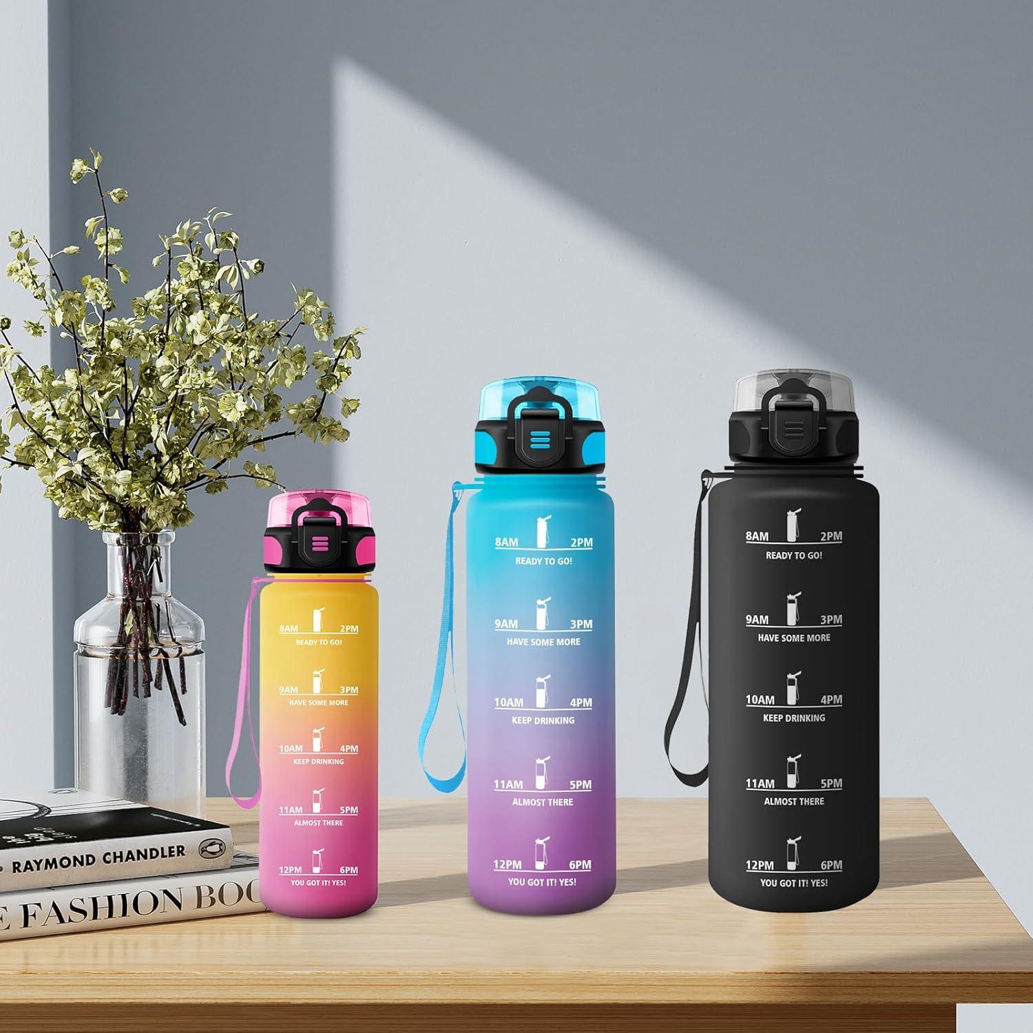 imageGourde Enfant 500ml Gourde Motivation tanche et Rutilisable Bouteille deau avec Marqueur de Temps et Filtre Bouteille pour Enfant Sport Sport de Plein air Yoga Bureau Gym lcole17oz500ml Jaune Rose