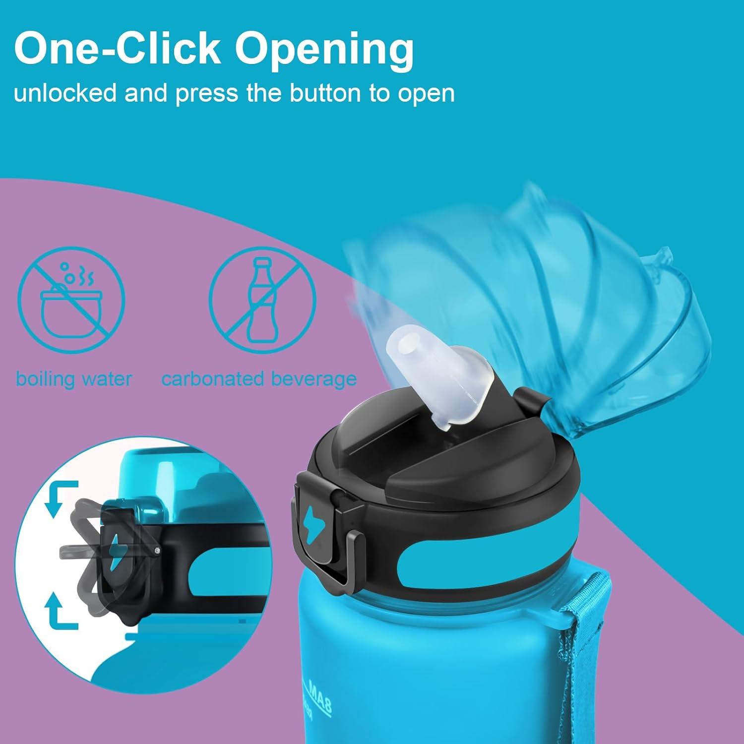 imageGrsta Gourde 15l Gourde Motivation Avec Paille sans BPA Gourde Sport Bouteille deau avec Marqueur de Temps pour le Camping la randonne Noir RougeBleu Violet