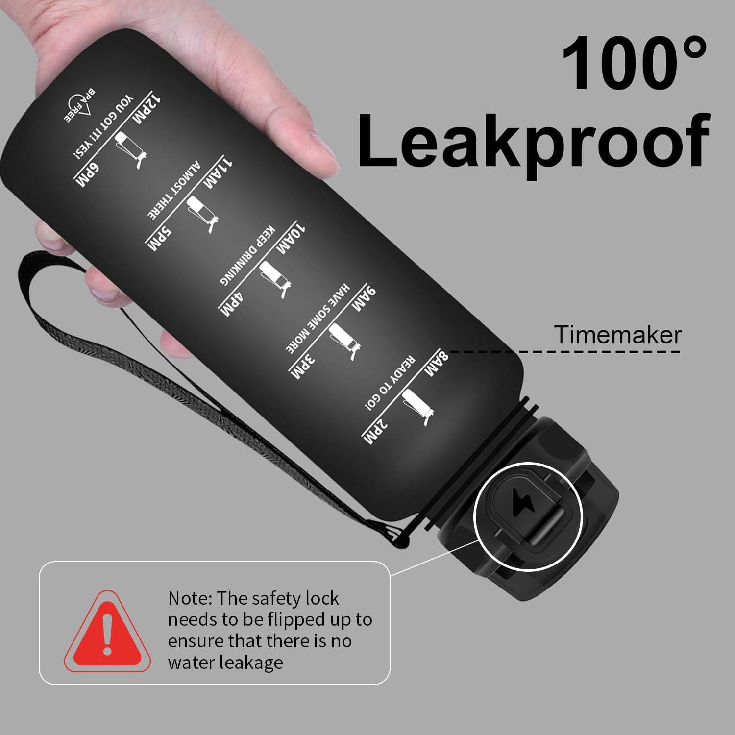 imageGrsta Gourde 15l Gourde Motivation Avec Paille sans BPA Gourde Sport Bouteille deau avec Marqueur de Temps pour le Camping la randonne Noir RougeNoir