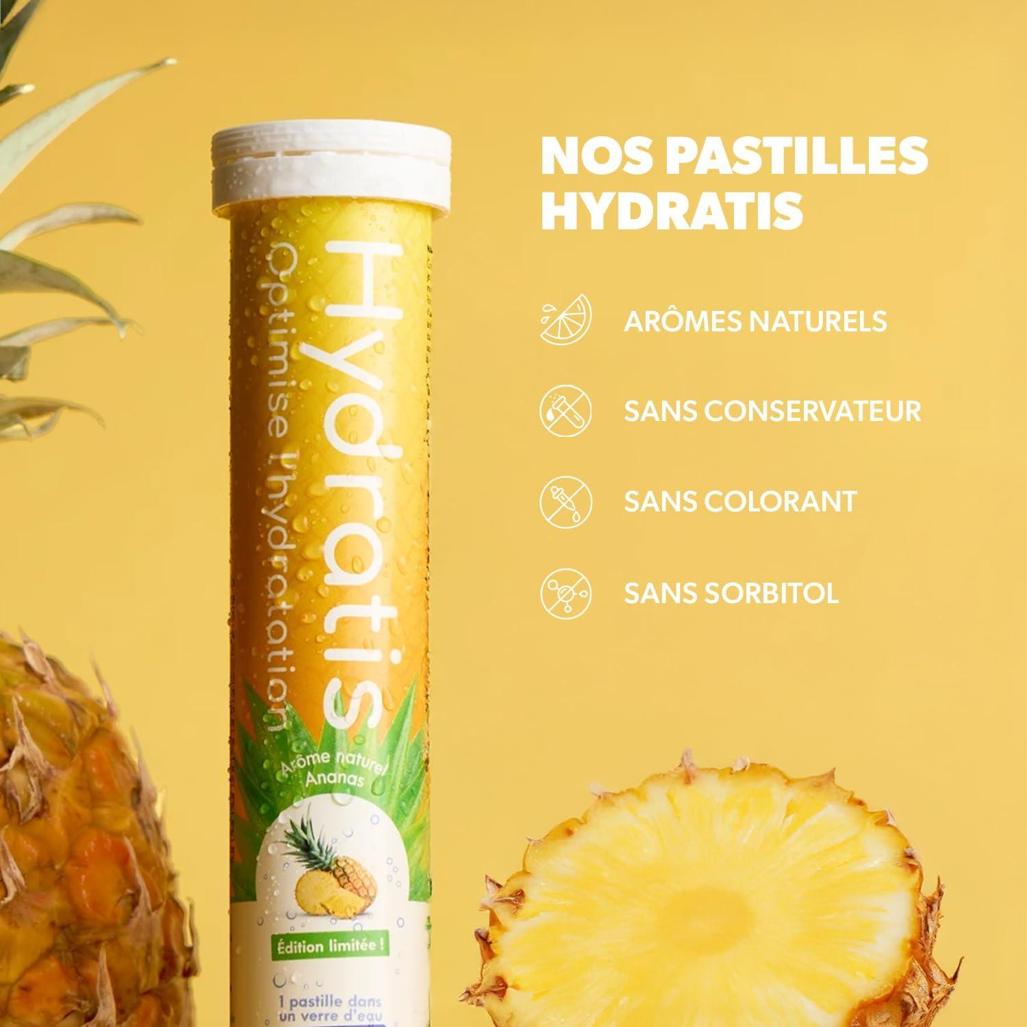 imageHYDRATIS Pastilles Hydratation Electrolytes Ananas Amliore lHydratation et Favorise lnergie Formule Isotonique Sport Rcupration Bientre 1 tube 20 Pastilles2 TUBES