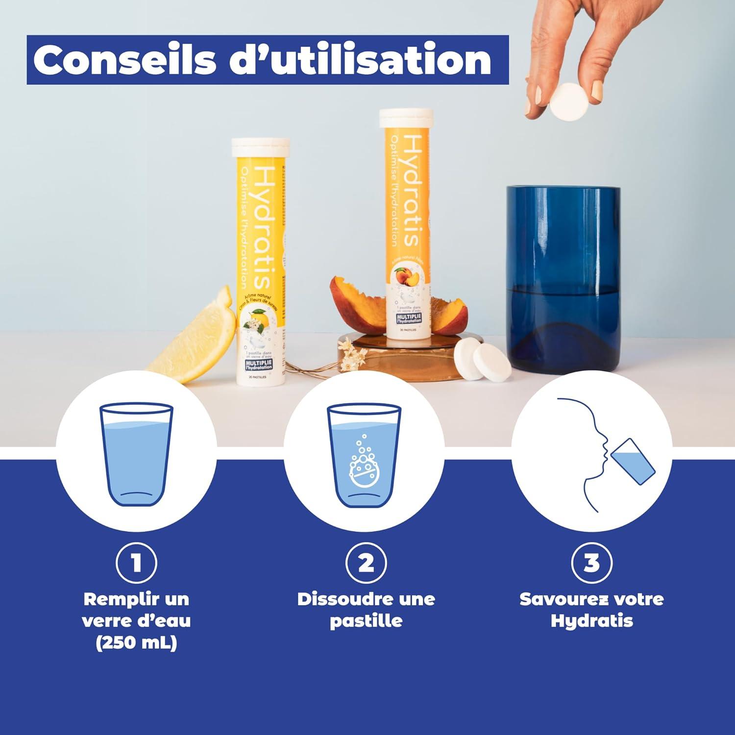 imageHYDRATIS Pastilles Hydratation Electrolytes Ananas Amliore lHydratation et Favorise lnergie Formule Isotonique Sport Rcupration Bientre 1 tube 20 Pastilles3 TUBES
