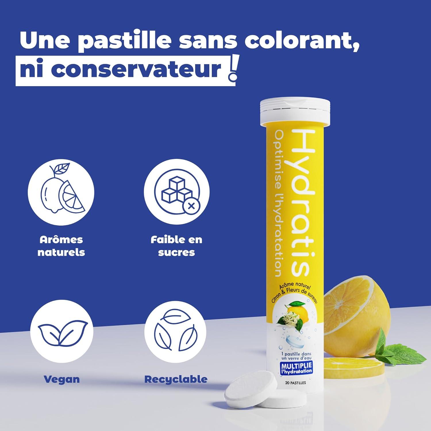 imageHYDRATIS Pastilles Hydratation Electrolytes Ananas Amliore lHydratation et Favorise lnergie Formule Isotonique Sport Rcupration Bientre 1 tube 20 Pastilles3 TUBES