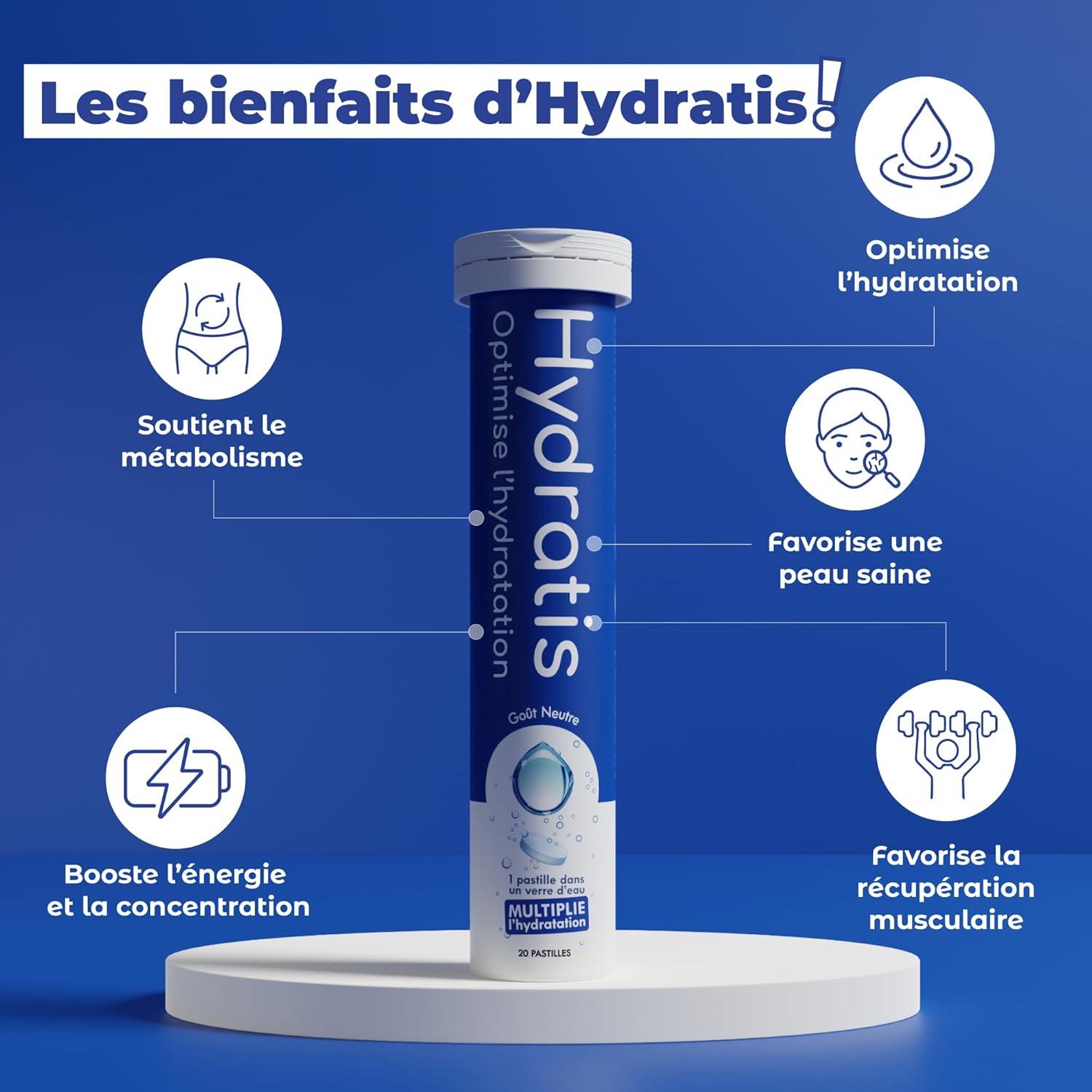 imageHYDRATIS Pastilles Hydratation Electrolytes Ananas Amliore lHydratation et Favorise lnergie Formule Isotonique Sport Rcupration Bientre 1 tube 20 Pastilles3 TUBES