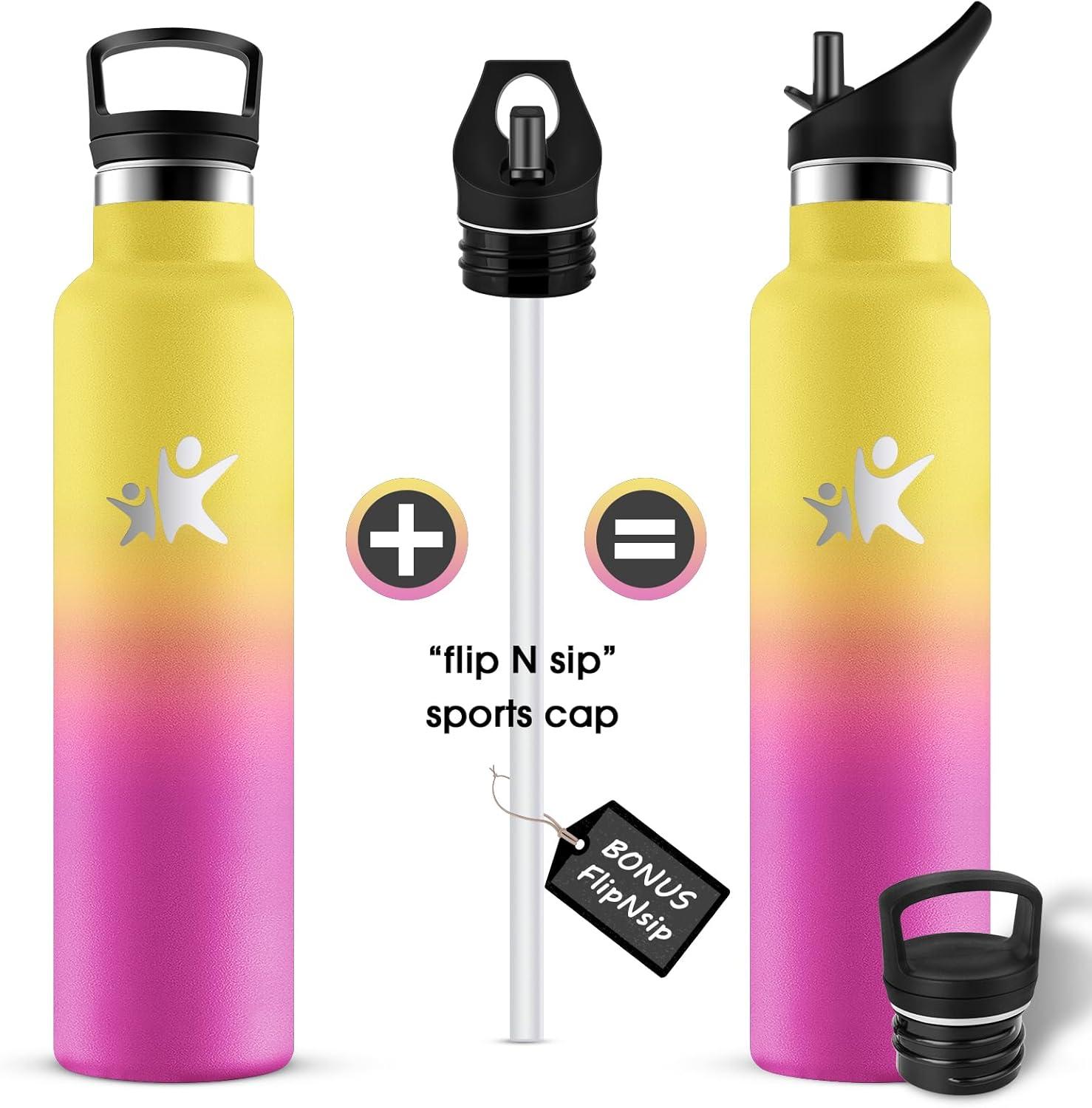 imageKollyKolla Gourde Isotherme 750ml Bouteille Isotherme en Acier Inoxydable Bouteille deau sans BPA Gourde Inox avec Paille Gourde Reutilisable pour lcole Bureau Extrieur Camping YogaKkjaune Rose Barbie