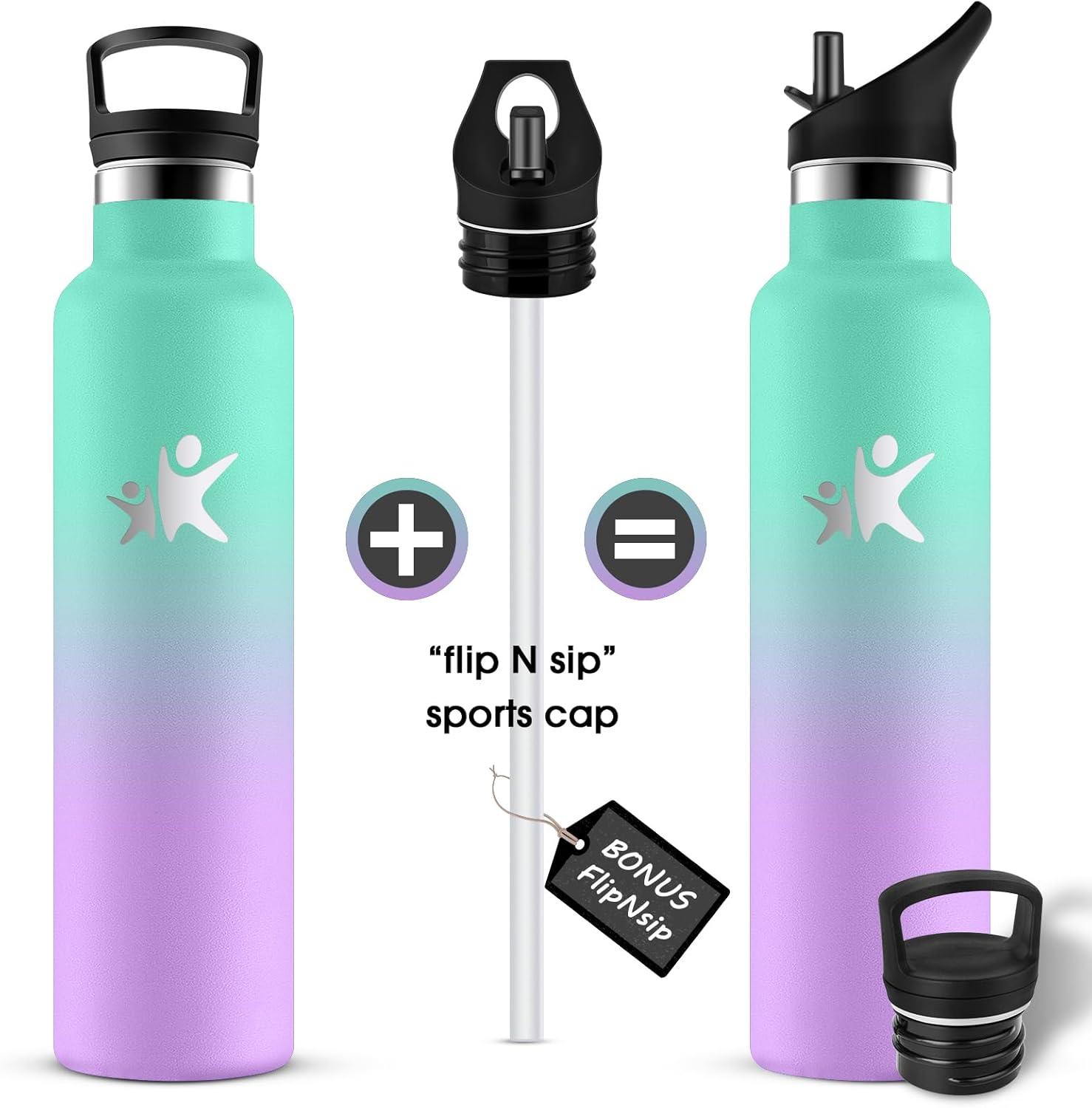 imageKollyKolla Gourde Isotherme 750ml Bouteille Isotherme en Acier Inoxydable Bouteille deau sans BPA Gourde Inox avec Paille Gourde Reutilisable pour lcole Bureau Extrieur Camping YogaKklac Vert Violet