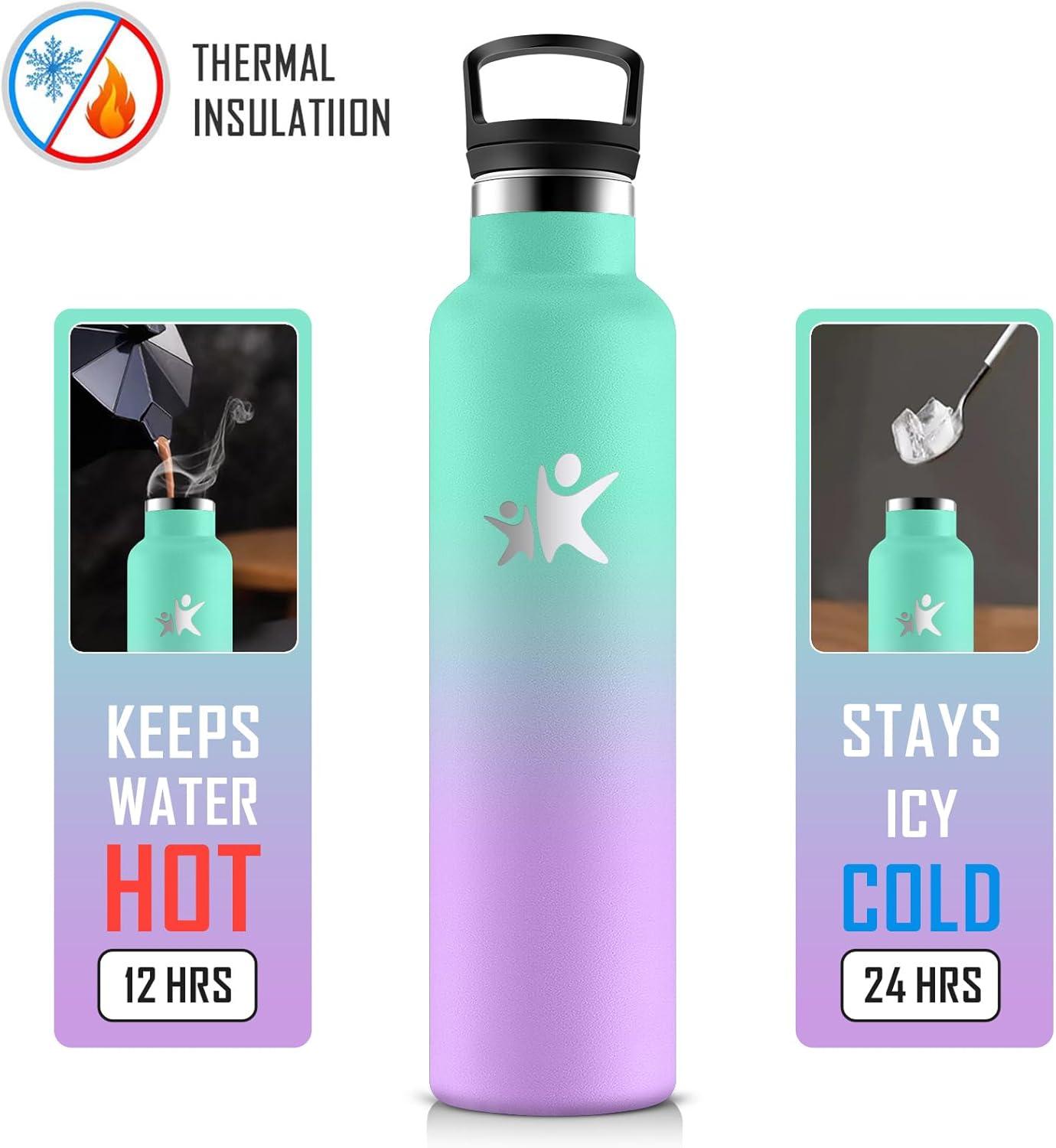 imageKollyKolla Gourde Isotherme 750ml Bouteille Isotherme en Acier Inoxydable Bouteille deau sans BPA Gourde Inox avec Paille Gourde Reutilisable pour lcole Bureau Extrieur Camping YogaKklac Vert Violet