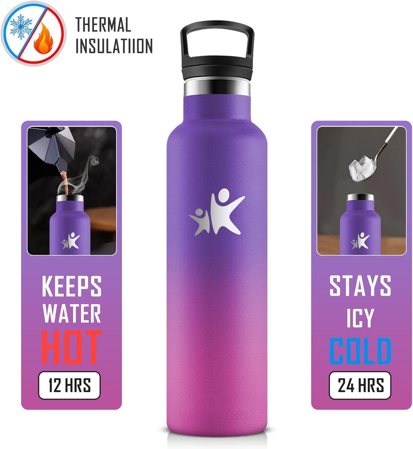 imageKollyKolla Gourde Isotherme 750ml Bouteille Isotherme en Acier Inoxydable Bouteille deau sans BPA Gourde Inox avec Paille Gourde Reutilisable pour lcole Bureau Extrieur Camping YogaKkviolet Fonc Rose Barbie