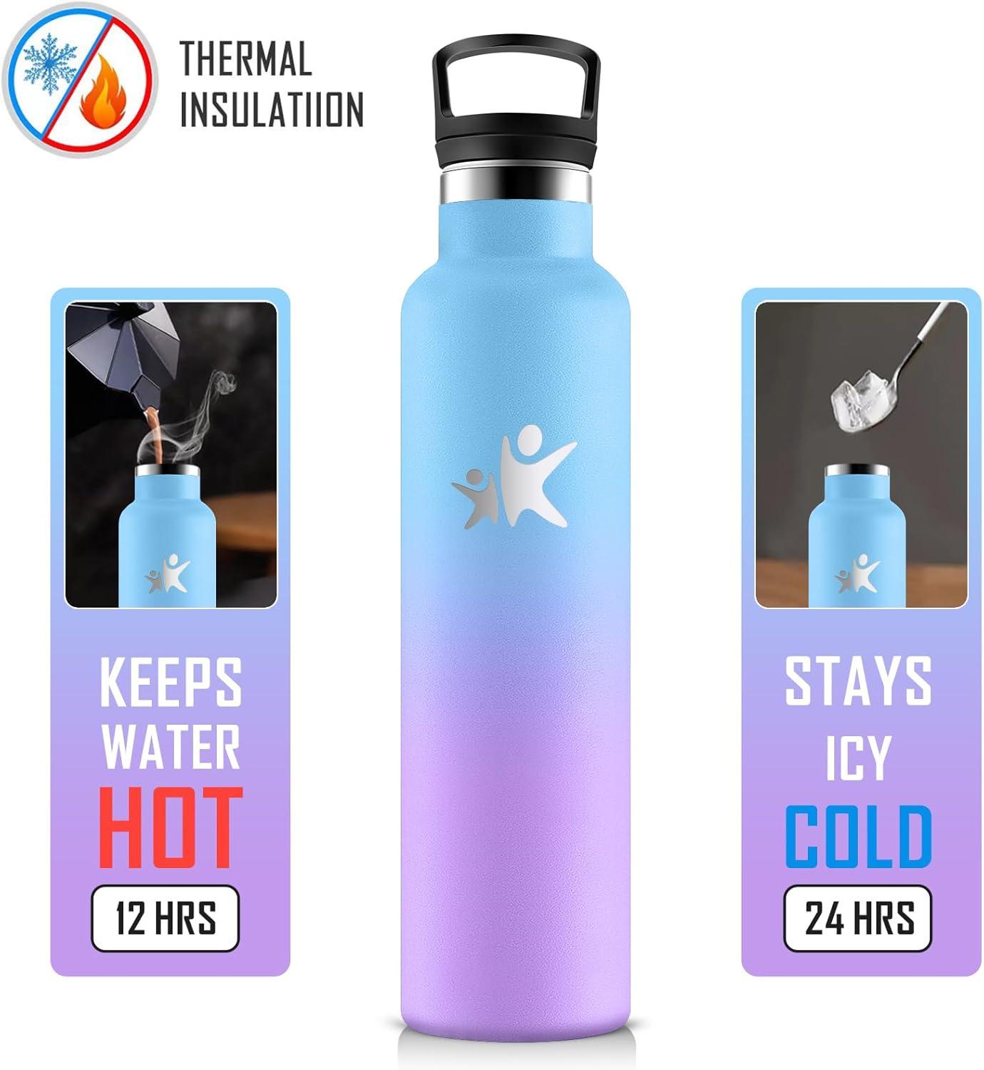 imageKollyKolla Gourde Isotherme 750ml Bouteille Isotherme en Acier Inoxydable Bouteille deau sans BPA Gourde Inox avec Paille Gourde Reutilisable pour lcole Bureau Extrieur Camping YogaKkbleu Tout Violet Fonc