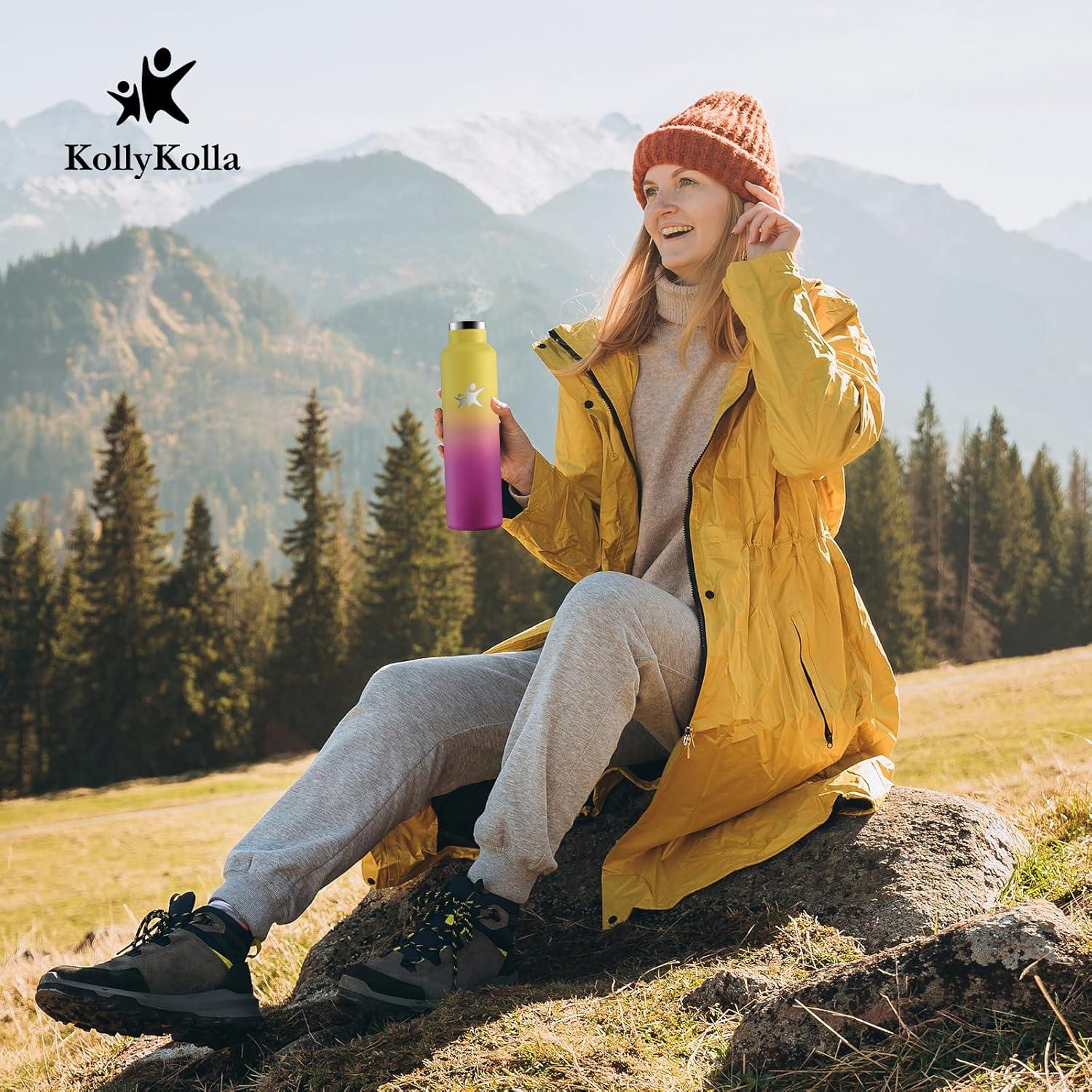 imageKollyKolla Gourde Isotherme 750ml Bouteille Isotherme en Acier Inoxydable Bouteille deau sans BPA Gourde Inox avec Paille Gourde Reutilisable pour lcole Bureau Extrieur Camping YogaKkjaune Rose Barbie