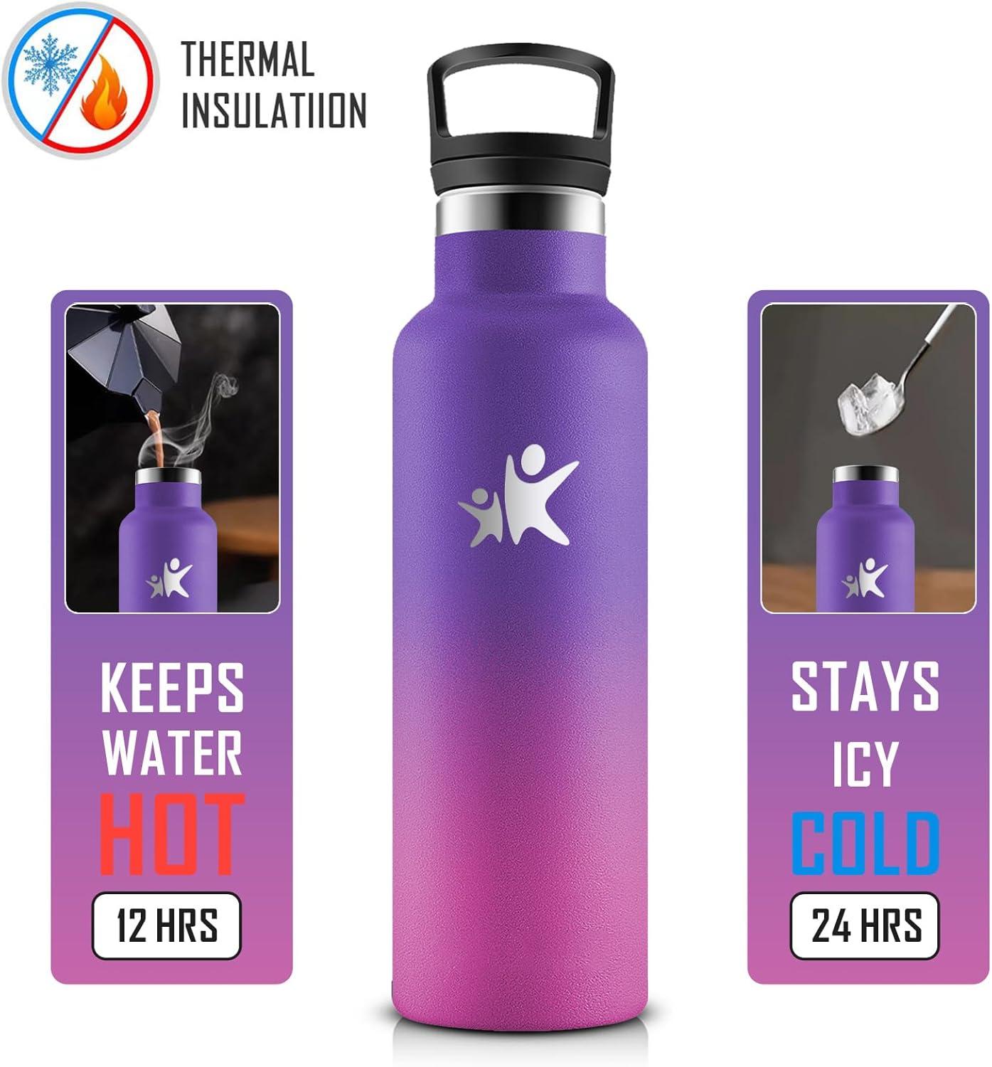 imageKollyKolla Gourde Isotherme 750ml Bouteille Isotherme en Acier Inoxydable Bouteille deau sans BPA Gourde Inox avec Paille Gourde Reutilisable pour lcole Bureau Extrieur Camping YogaKkviolet Fonc Rose Barbie