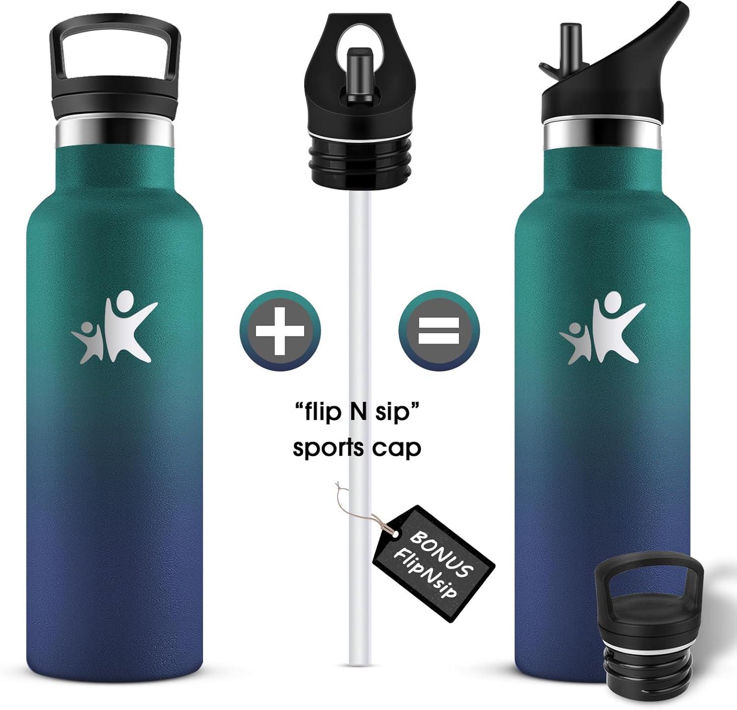 imageKollyKolla Gourde Isotherme 750ml Bouteille Isotherme en Acier Inoxydable Bouteille deau sans BPA Gourde Inox avec Paille Gourde Reutilisable pour lcole Bureau Extrieur Camping YogaKkarme Verte Bleu Fonc