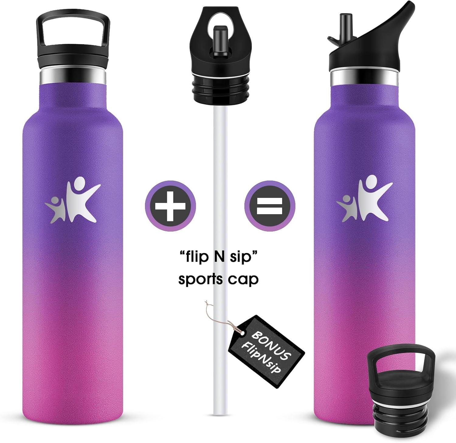 imageKollyKolla Gourde Isotherme 750ml Bouteille Isotherme en Acier Inoxydable Bouteille deau sans BPA Gourde Inox avec Paille Gourde Reutilisable pour lcole Bureau Extrieur Camping YogaKkviolet Fonc Rose Barbie