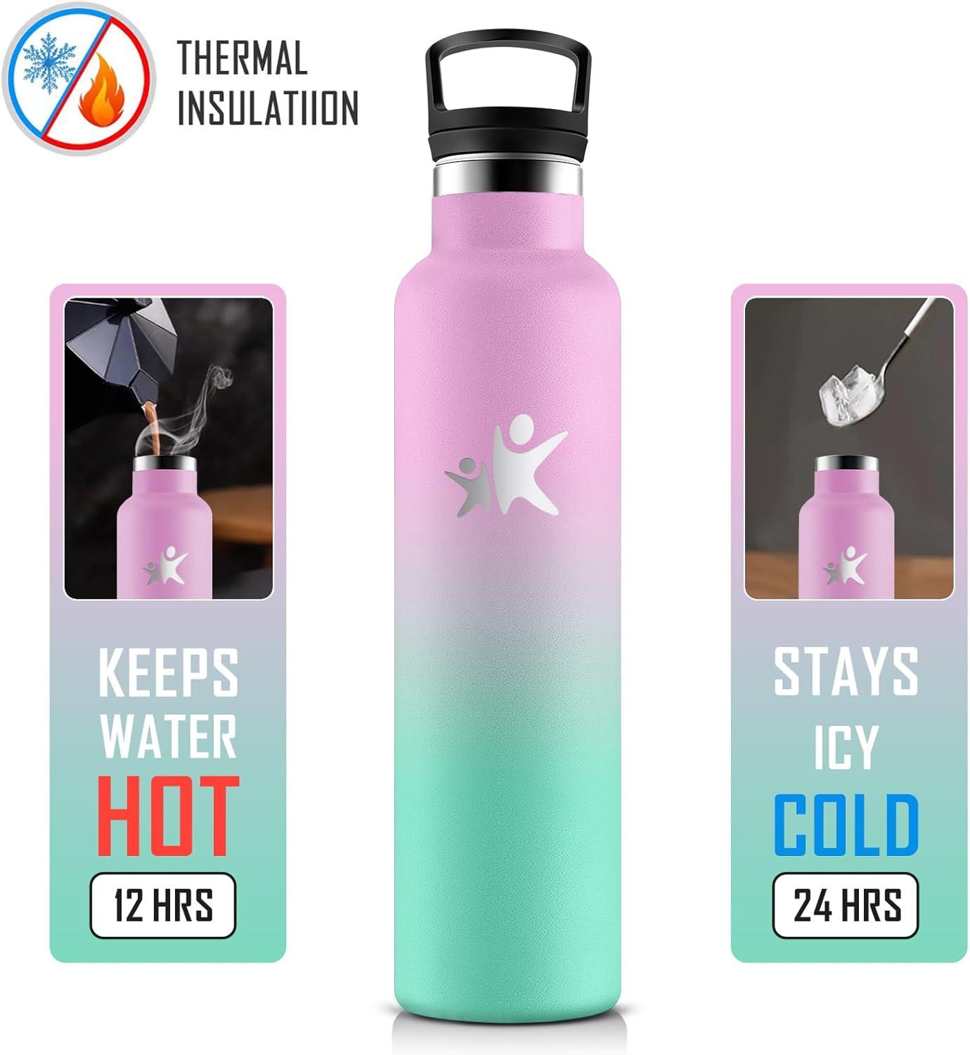 imageKollyKolla Gourde Isotherme 750ml Bouteille Isotherme en Acier Inoxydable Bouteille deau sans BPA Gourde Inox avec Paille Gourde Reutilisable pour lcole Bureau Extrieur Camping YogaKkrose Vert Macaron