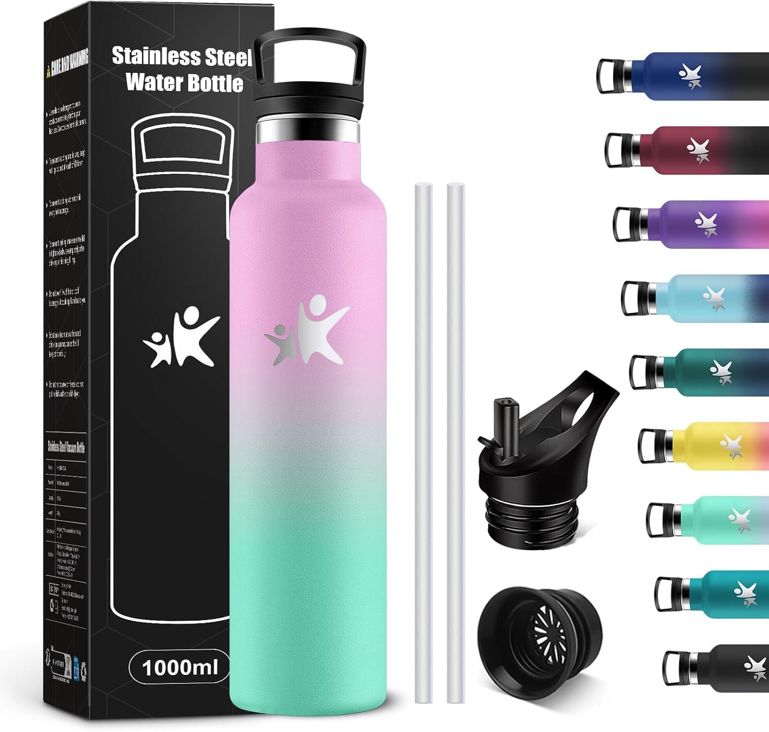 imageKollyKolla Gourde Isotherme 750ml Bouteille Isotherme en Acier Inoxydable Bouteille deau sans BPA Gourde Inox avec Paille Gourde Reutilisable pour lcole Bureau Extrieur Camping YogaKkrose Vert Macaron