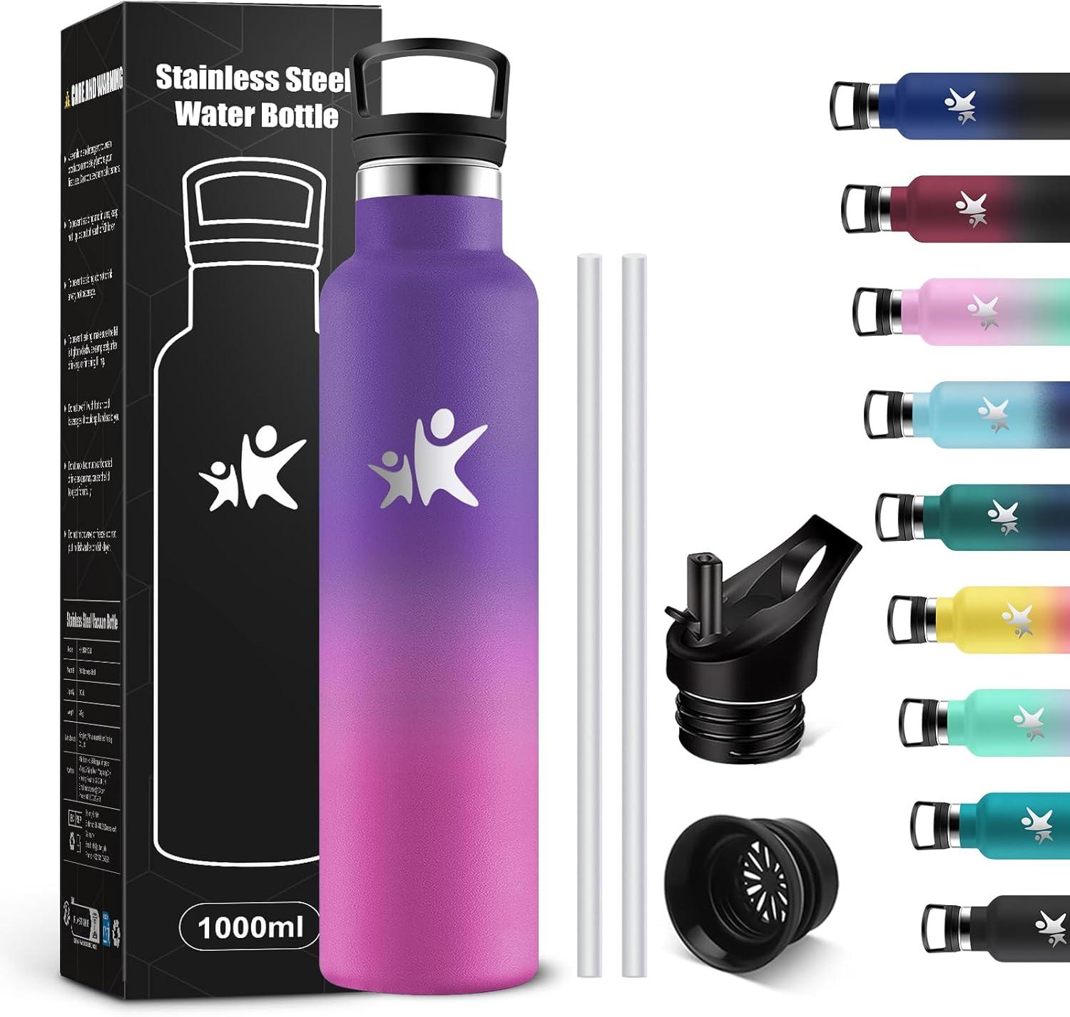 imageKollyKolla Gourde Isotherme 750ml Bouteille Isotherme en Acier Inoxydable Bouteille deau sans BPA Gourde Inox avec Paille Gourde Reutilisable pour lcole Bureau Extrieur Camping YogaKkviolet Fonc Rose Barbie