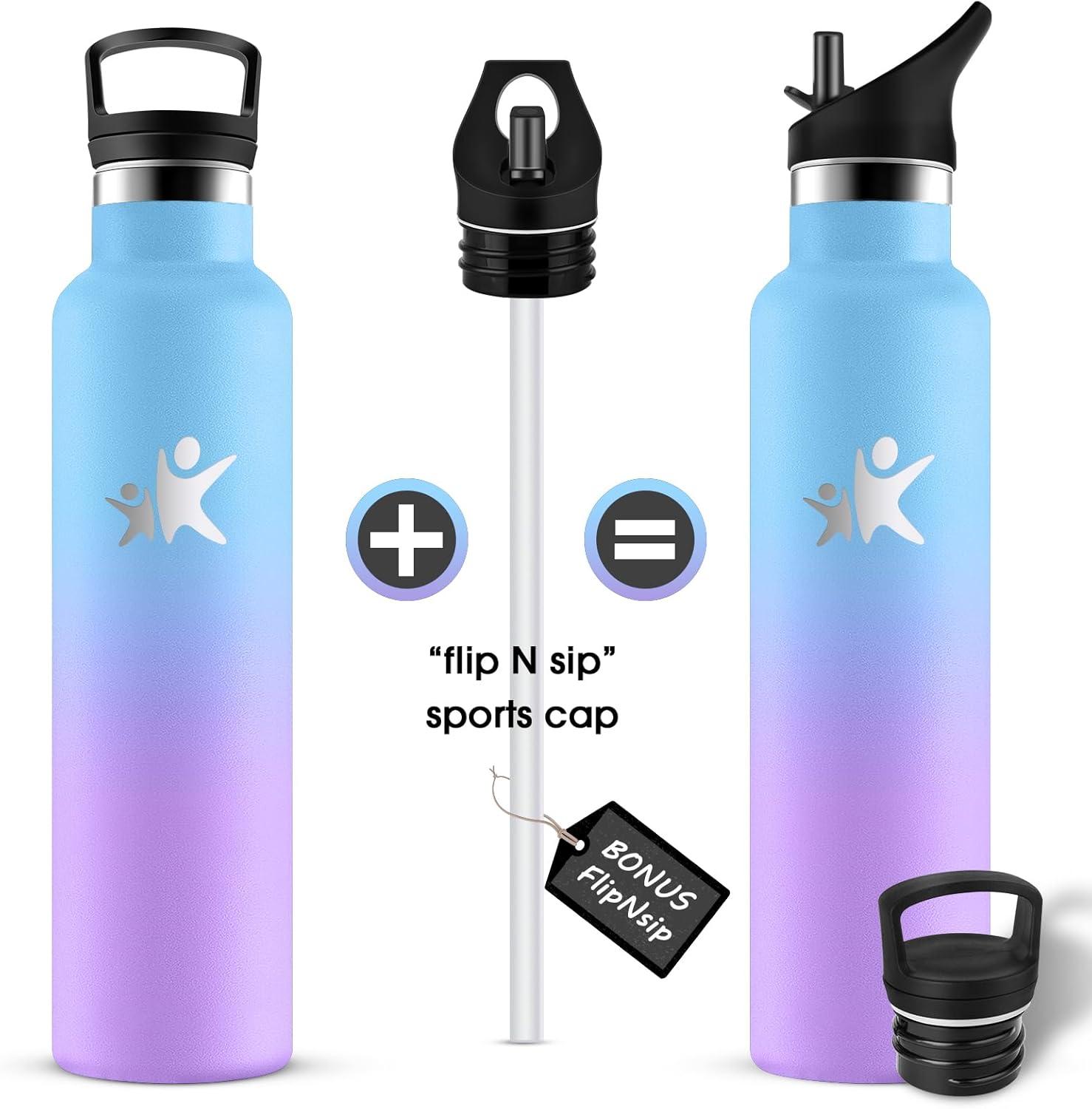 imageKollyKolla Gourde Isotherme 750ml Bouteille Isotherme en Acier Inoxydable Bouteille deau sans BPA Gourde Inox avec Paille Gourde Reutilisable pour lcole Bureau Extrieur Camping YogaKkbleu Tout Violet Fonc