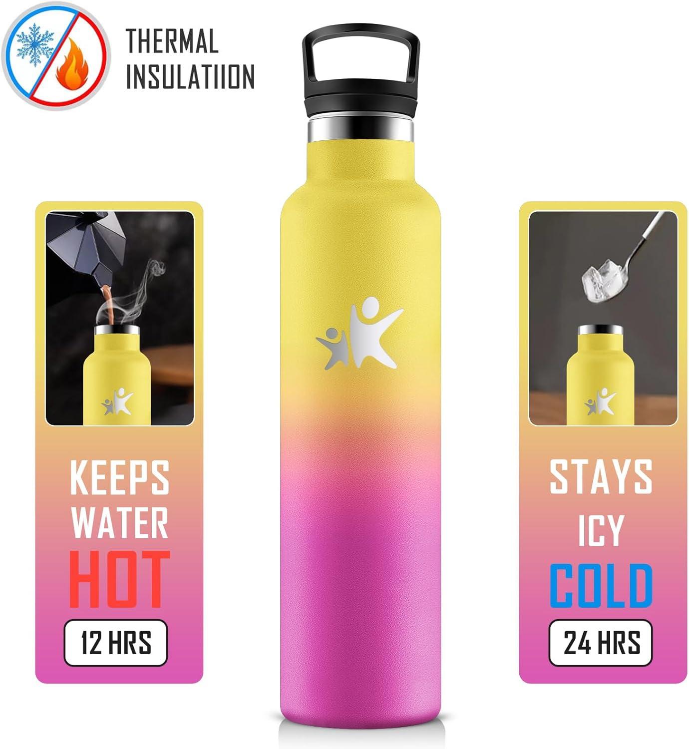 imageKollyKolla Gourde Isotherme 750ml Bouteille Isotherme en Acier Inoxydable Bouteille deau sans BPA Gourde Inox avec Paille Gourde Reutilisable pour lcole Bureau Extrieur Camping YogaKkjaune Rose Barbie