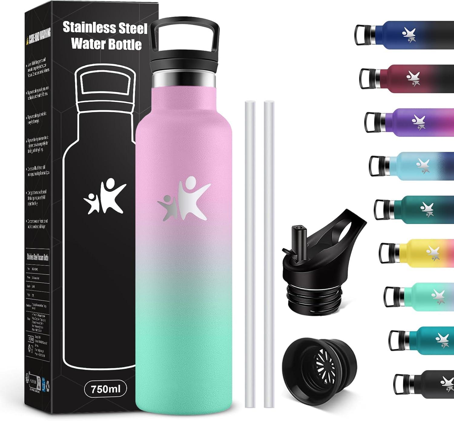imageKollyKolla Gourde Isotherme 750ml Bouteille Isotherme en Acier Inoxydable Bouteille deau sans BPA Gourde Inox avec Paille Gourde Reutilisable pour lcole Bureau Extrieur Camping YogaKkrose Vert Macaron
