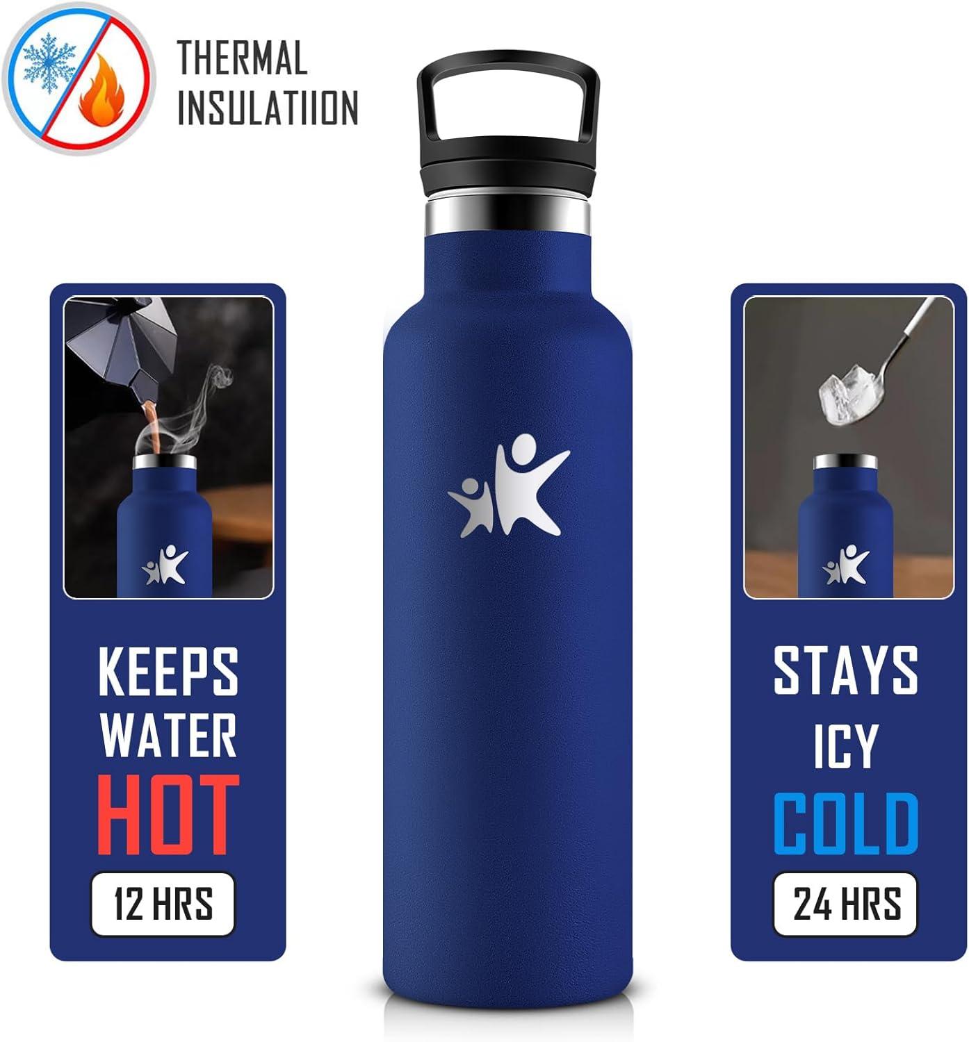 imageKollyKolla Gourde Isotherme 750ml Bouteille Isotherme en Acier Inoxydable Bouteille deau sans BPA Gourde Inox avec Paille Gourde Reutilisable pour lcole Bureau Extrieur Camping YogaKkbleu Fonc
