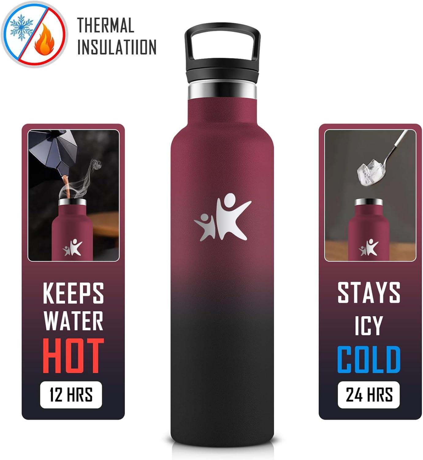 imageKollyKolla Gourde Isotherme 750ml Bouteille Isotherme en Acier Inoxydable Bouteille deau sans BPA Gourde Inox avec Paille Gourde Reutilisable pour lcole Bureau Extrieur Camping YogaKkrouge Fonc Noir