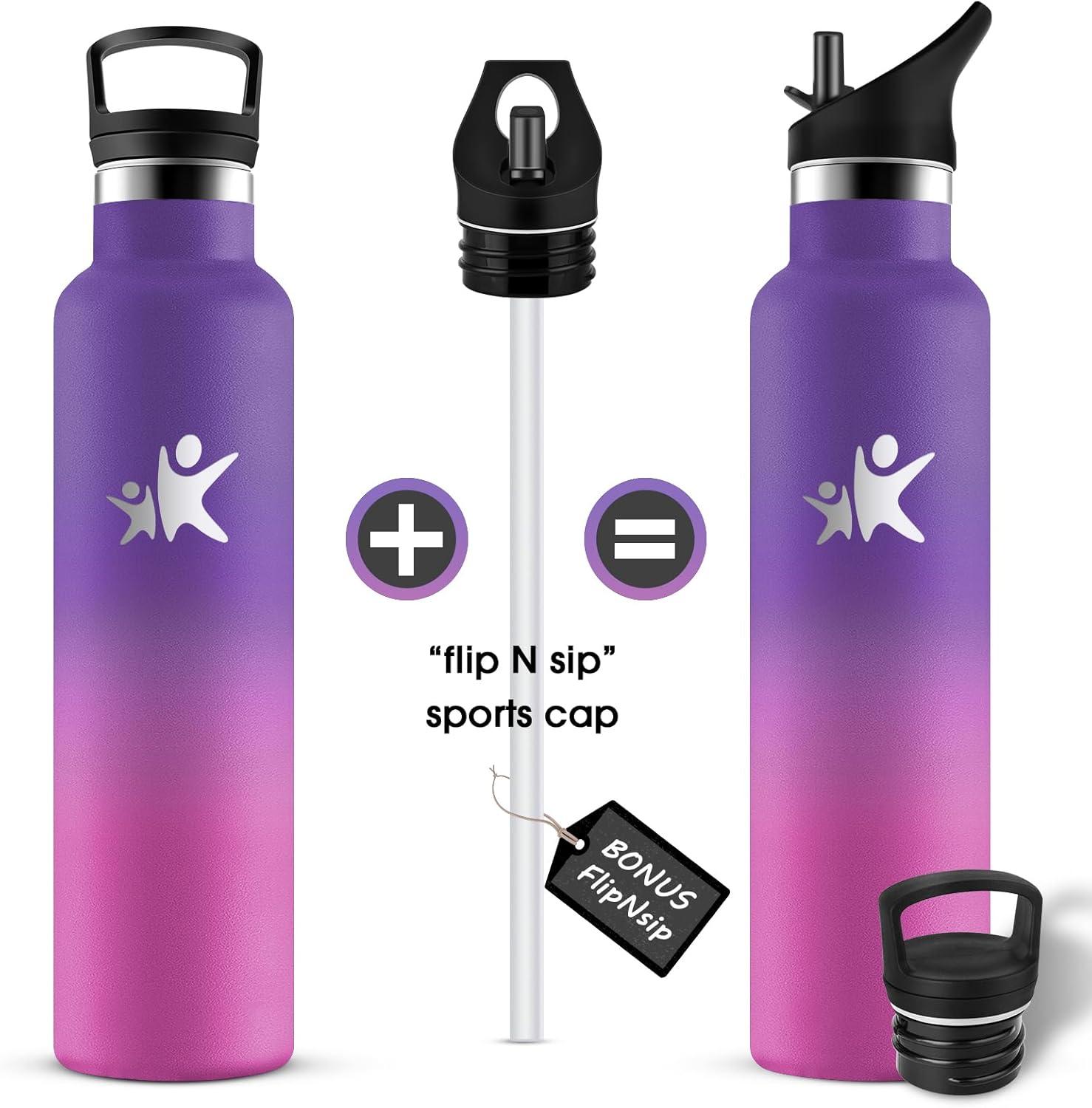imageKollyKolla Gourde Isotherme 750ml Bouteille Isotherme en Acier Inoxydable Bouteille deau sans BPA Gourde Inox avec Paille Gourde Reutilisable pour lcole Bureau Extrieur Camping YogaKkviolet Fonc Rose Barbie